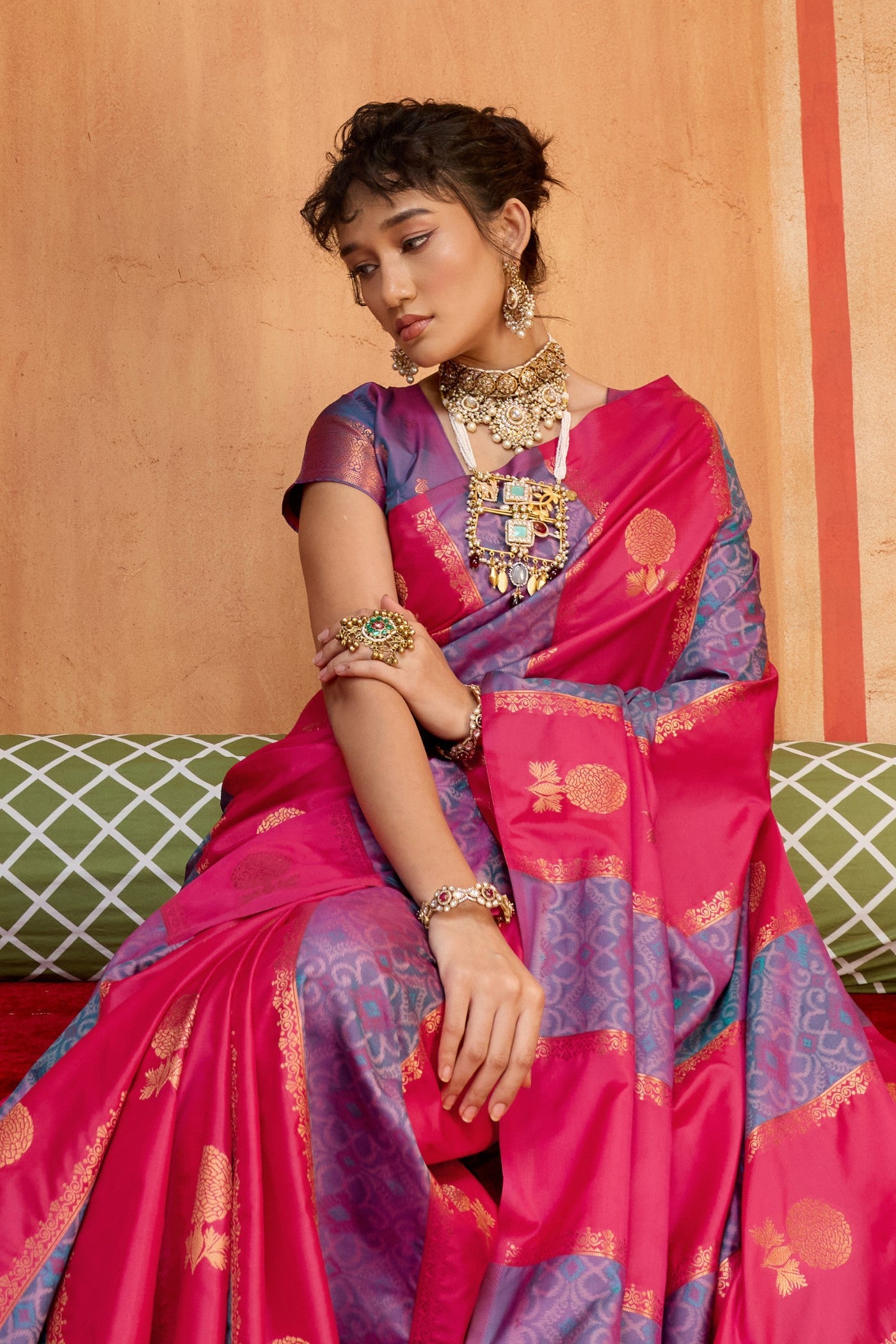 MySilkLove Hot Pink Banarasi Handloom Patola Saree