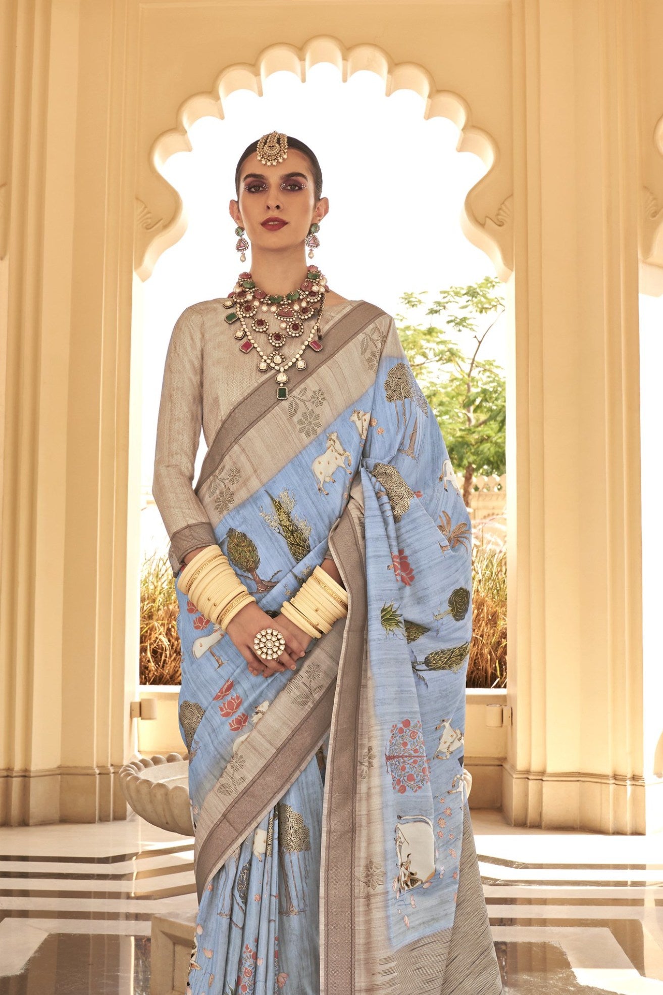 MySilkLove Sky Blue Banarasi Handloom Saree