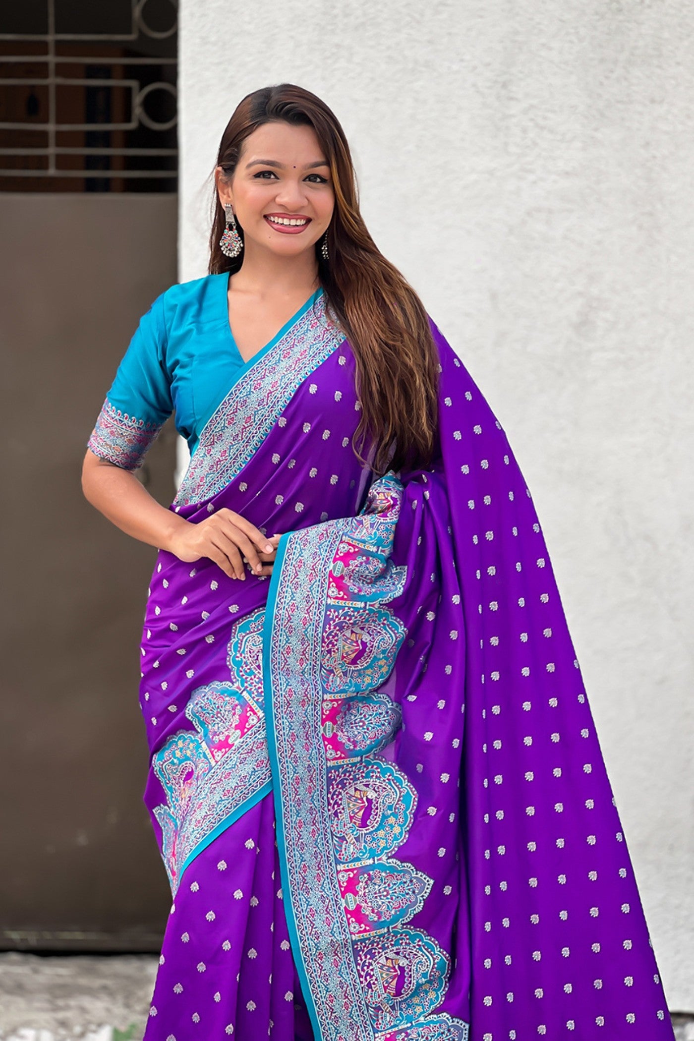 MySilkLove Brinjal Purple Woven Banarasi Saree