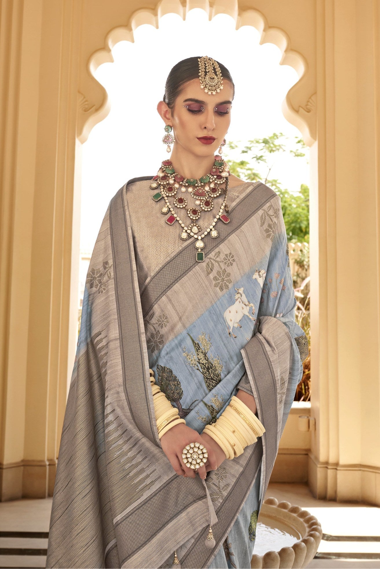 Buy MySilkLove Sky Blue Banarasi Handloom Saree Online