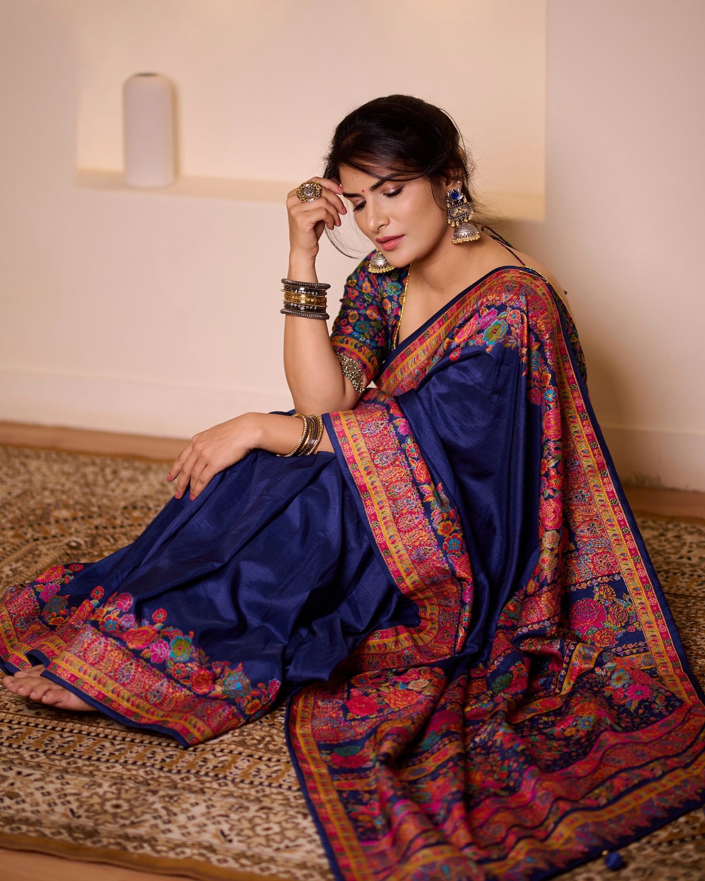 Buy MySilkLove Pearl Blue Printed Banarasi Saree Online