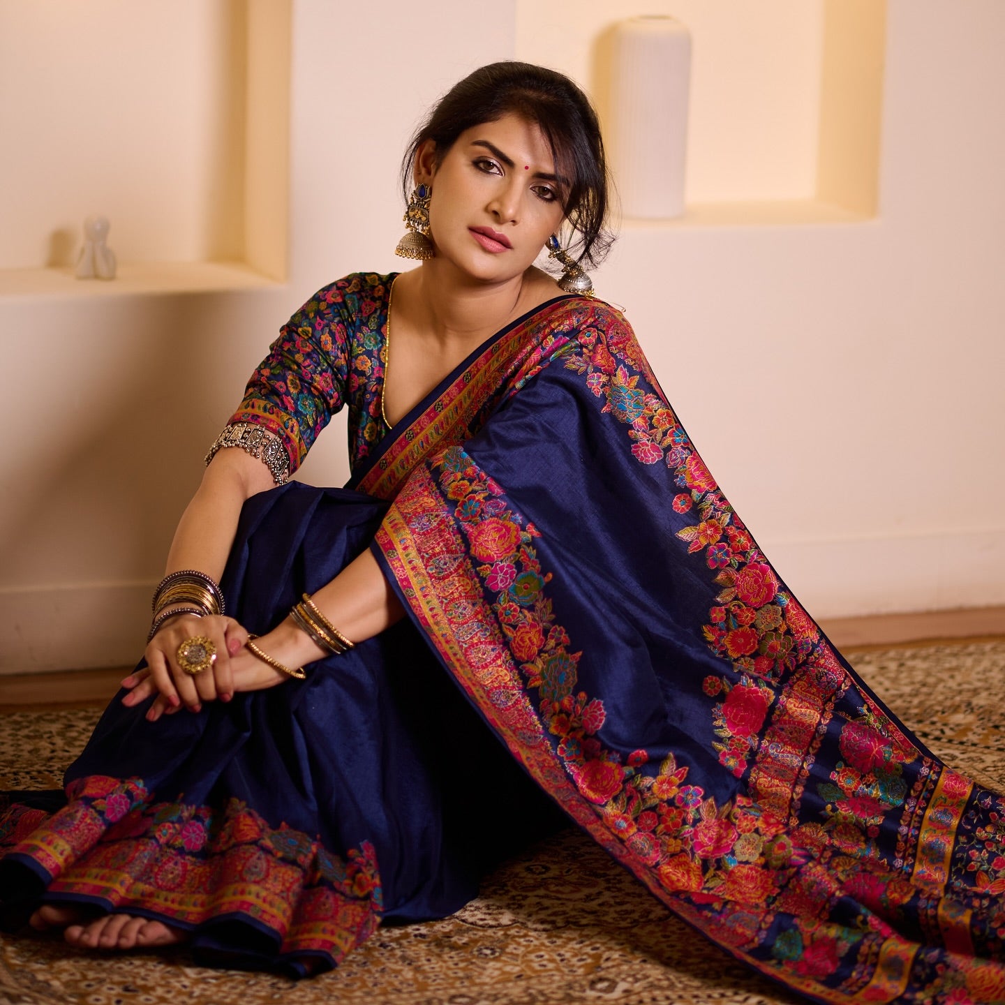 Buy MySilkLove Pearl Blue Printed Banarasi Saree Online