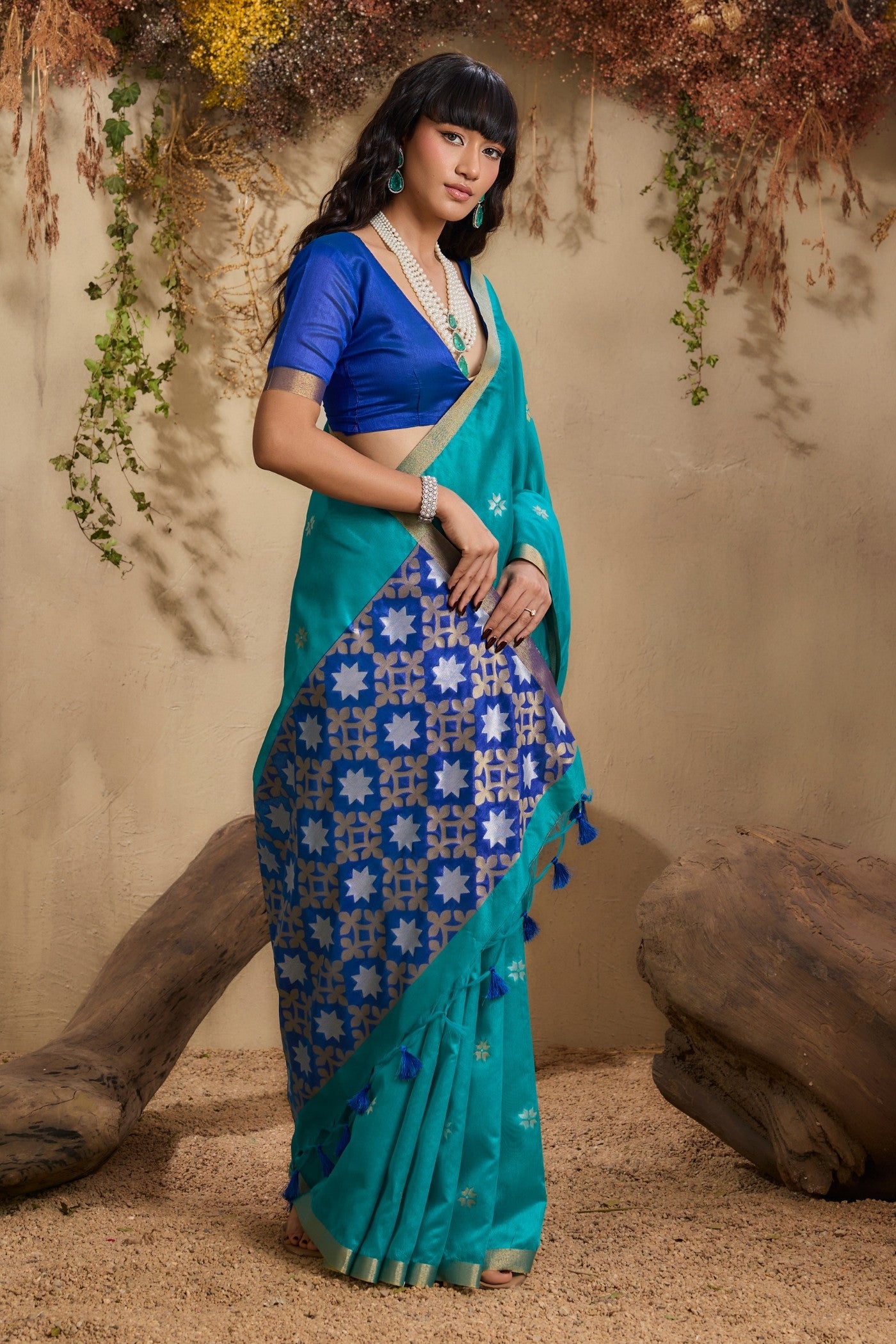Buy MySilkLove Trypan Blue Tussar Handloom Silk Saree Online