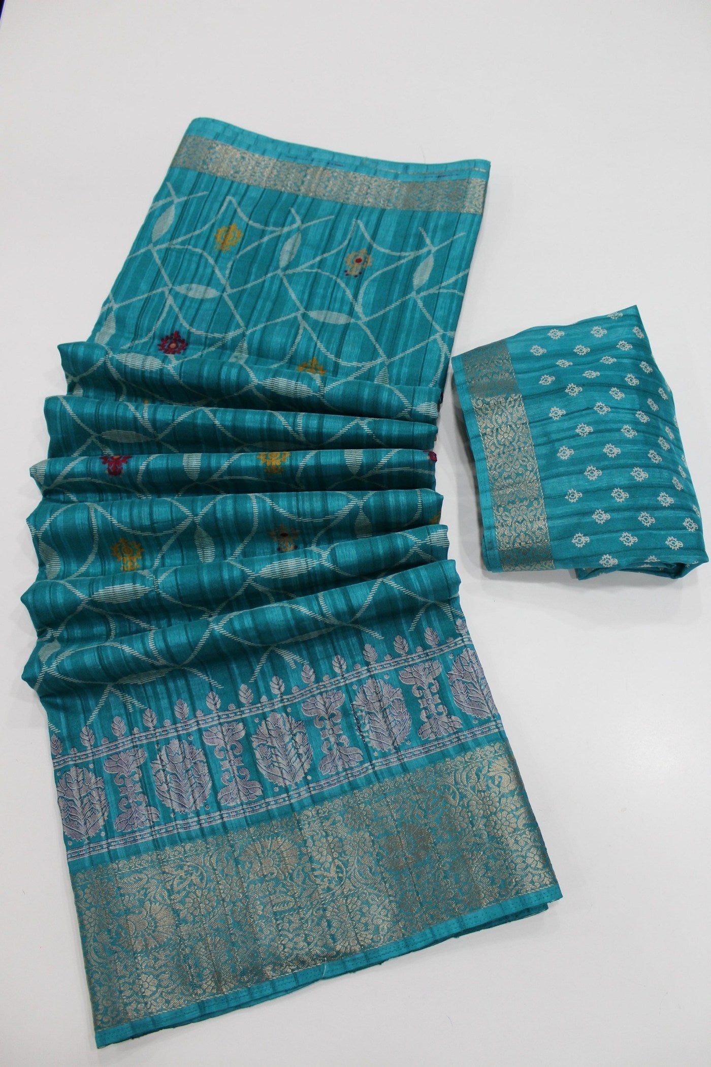 Buy MySilkLove River Blue Banarasi Printed Saree Online