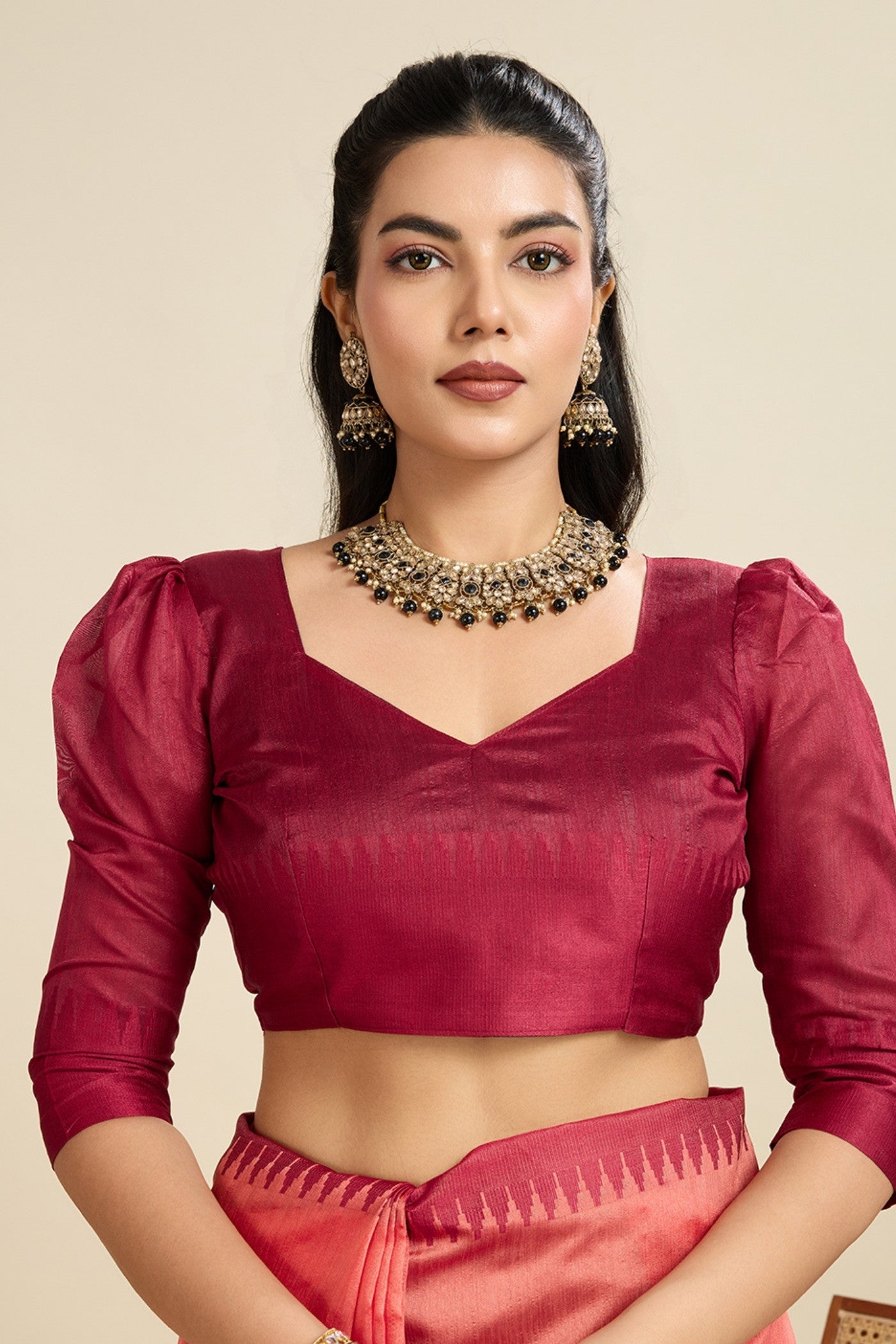 Buy MySilkLove Candy Peach Woven Raw Silk Saree Online