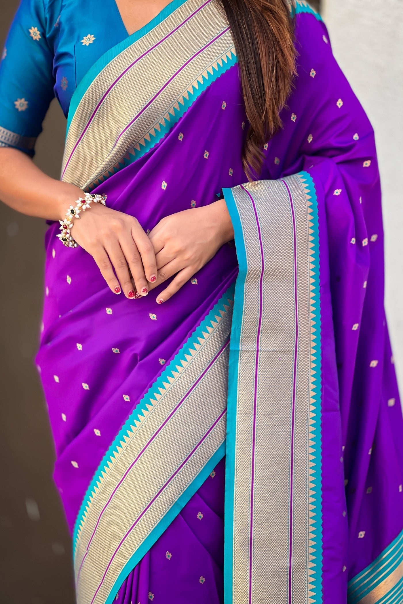 Buy MySilkLove Violet Purple Zari Woven Paithani Saree Online