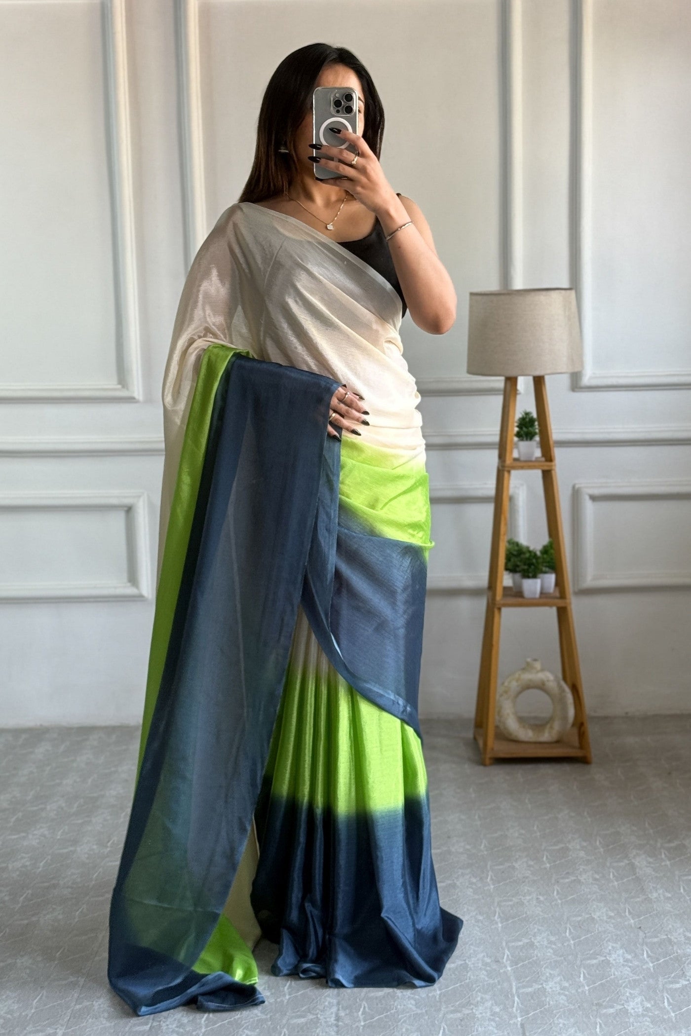 Buy MySilkLove Seashell Multicolor Chinon Ready To Wear Saree Online