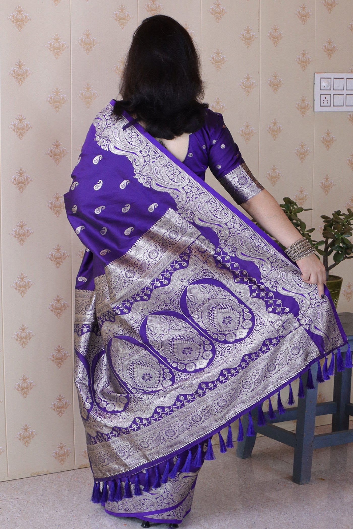 Buy MySilkLove Brinjal Purple Banarasi Handloom Saree Online