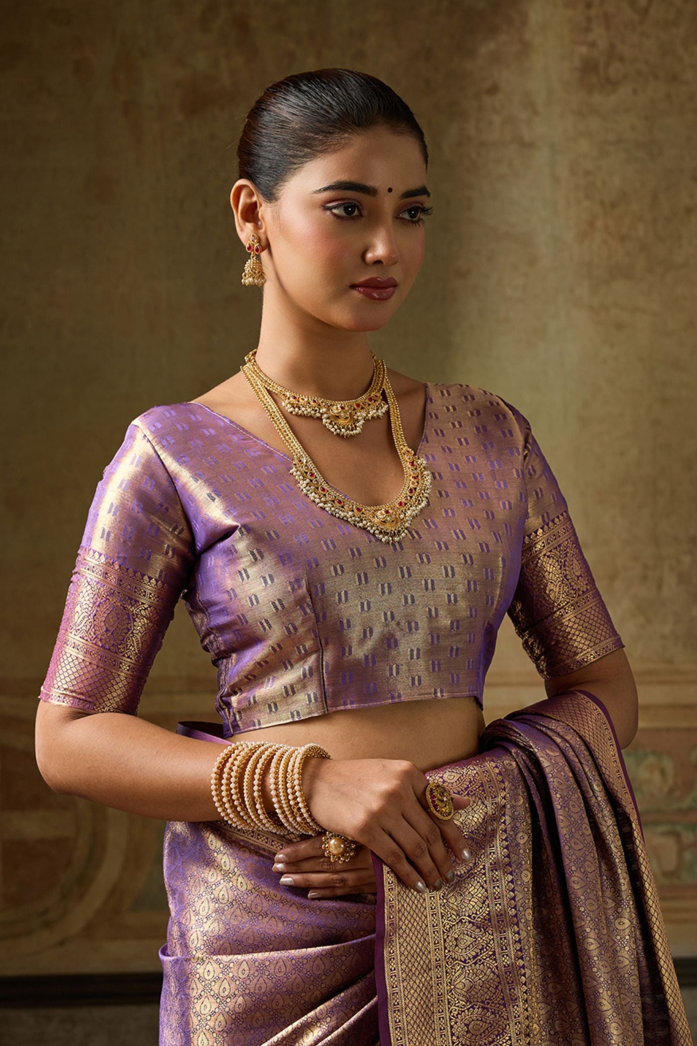 Buy MySilkLove Periwinkle Purple Woven Kanjivaram Saree Online