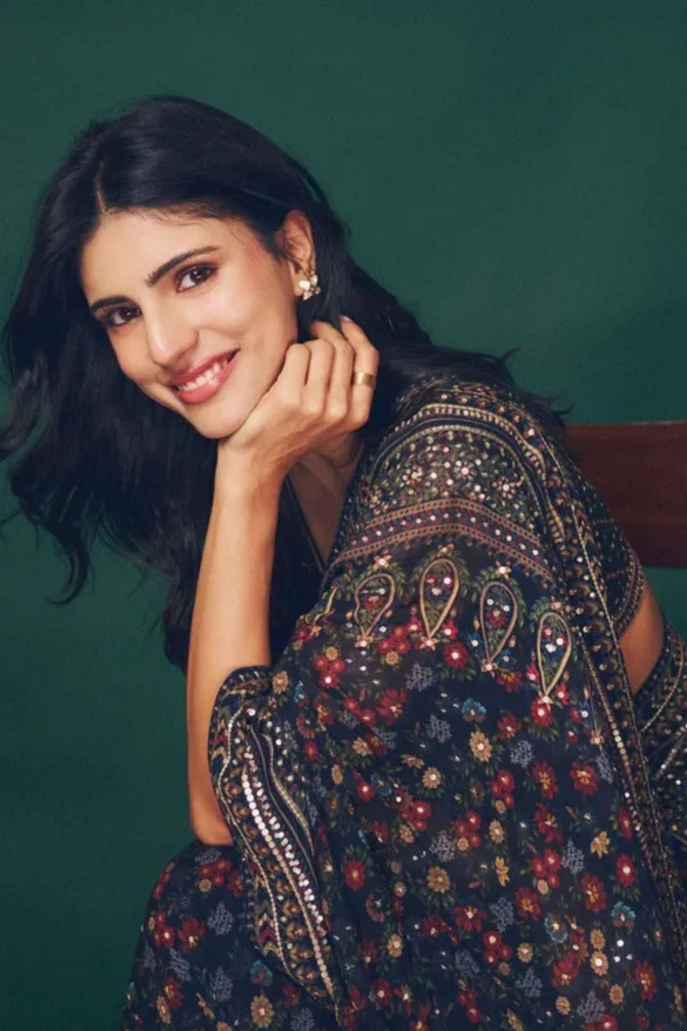 Buy MySilkLove Velvet Blue Georgette Ajrakh Printed Embroidered Saree Online