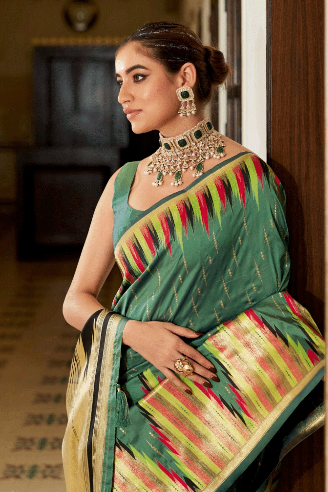 MySilkLove Como Green Woven Tussar Silk Saree