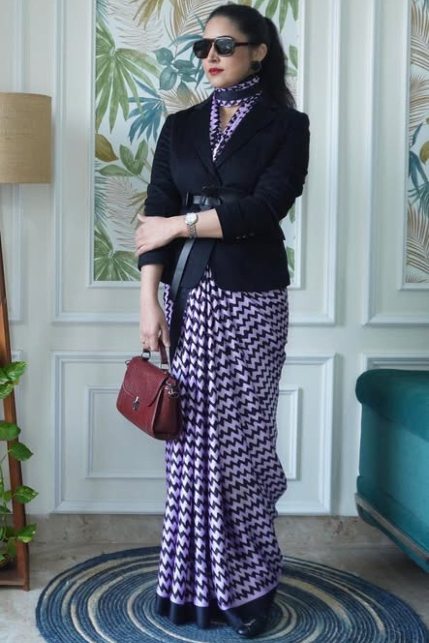 Buy MySilkLove Amethyst Purple Printed Satin Crepe Saree Online