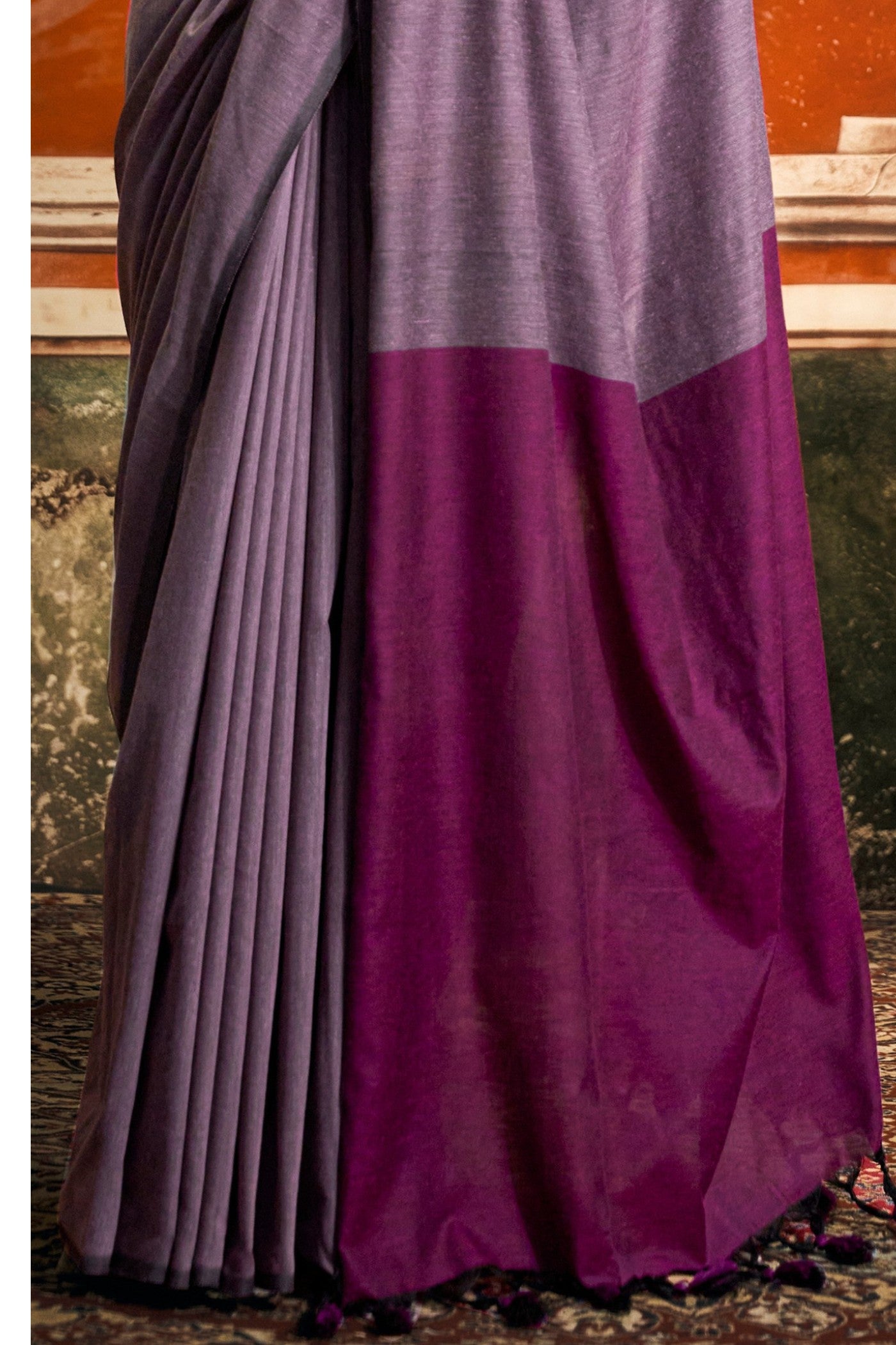 Buy MySilkLove Lilac Purple Handloom Mul Mul Cotton Saree Online