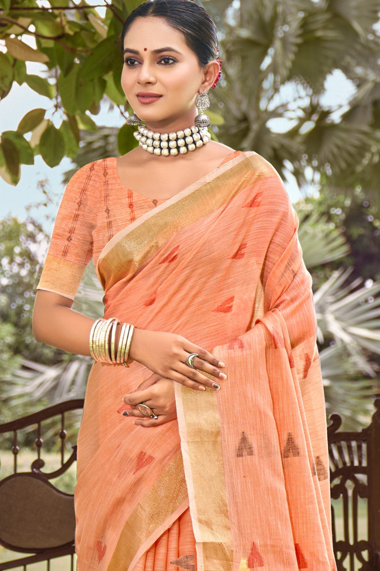 MySilkLove Manhattan Peach Cotton Silk Saree