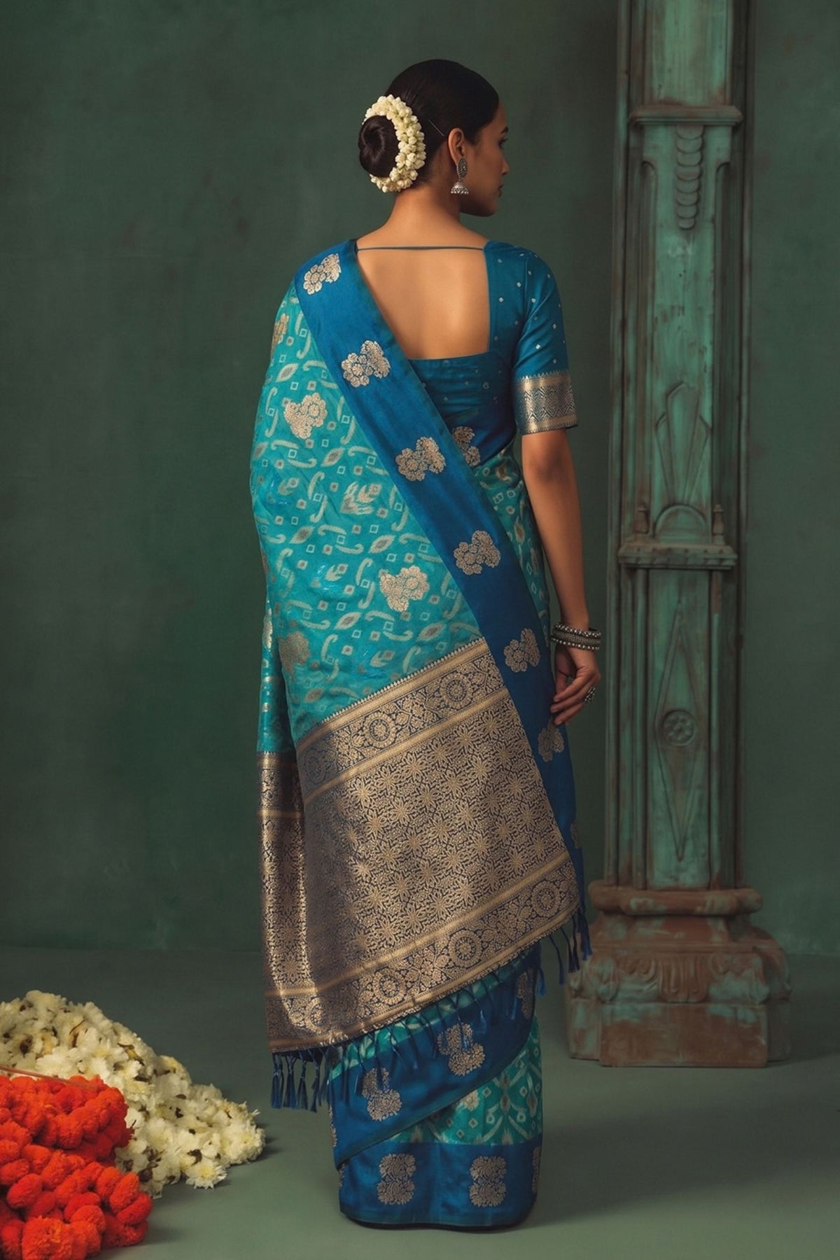 Buy MySilkLove Caribbean Blue Woven Banarasi Silk Saree Online