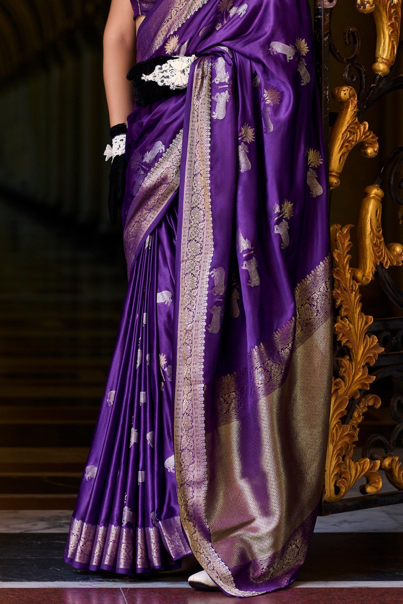 Buy MySilkLove Lollipop Purple Handloom Satin Silk Saree Online