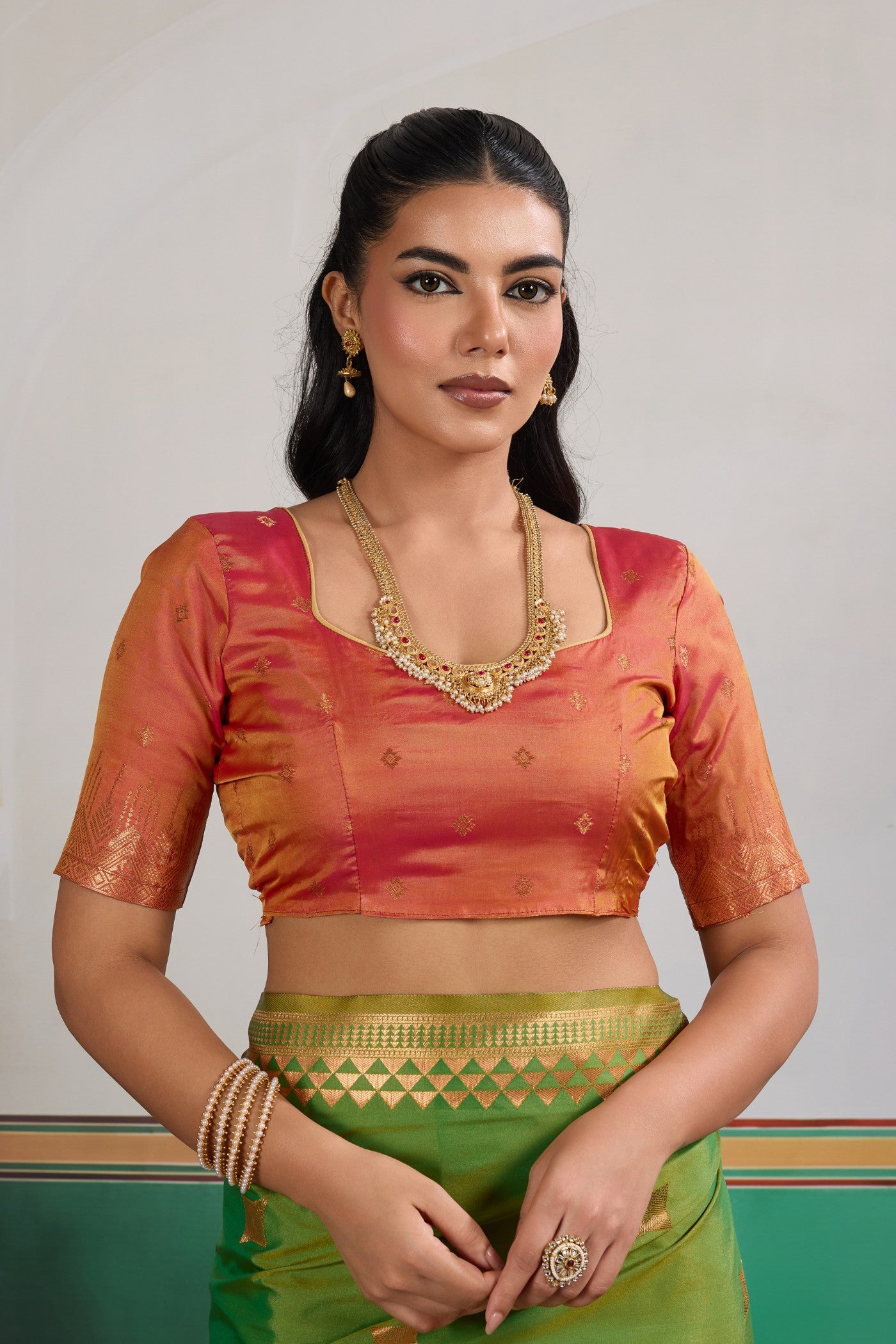 Buy MySilkLove Inchworm Green Banarasi Handloom Saree Online