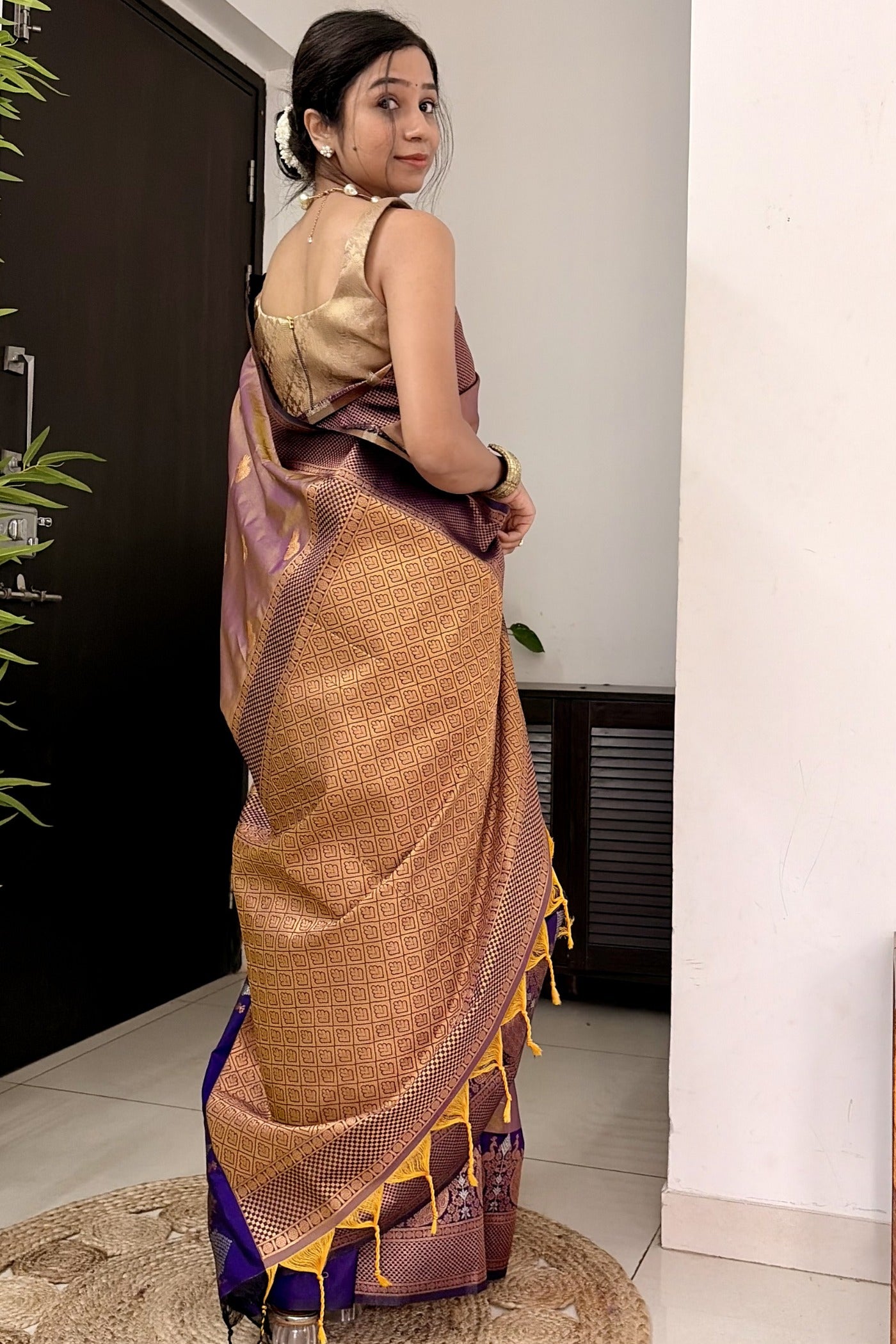 Buy MySilkLove Cosmic Purple Woven Banarasi Saree Online