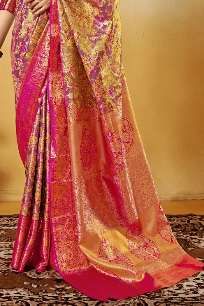 Buy MySilkLove Contessa Pink Woven Kanjivaram Saree Online