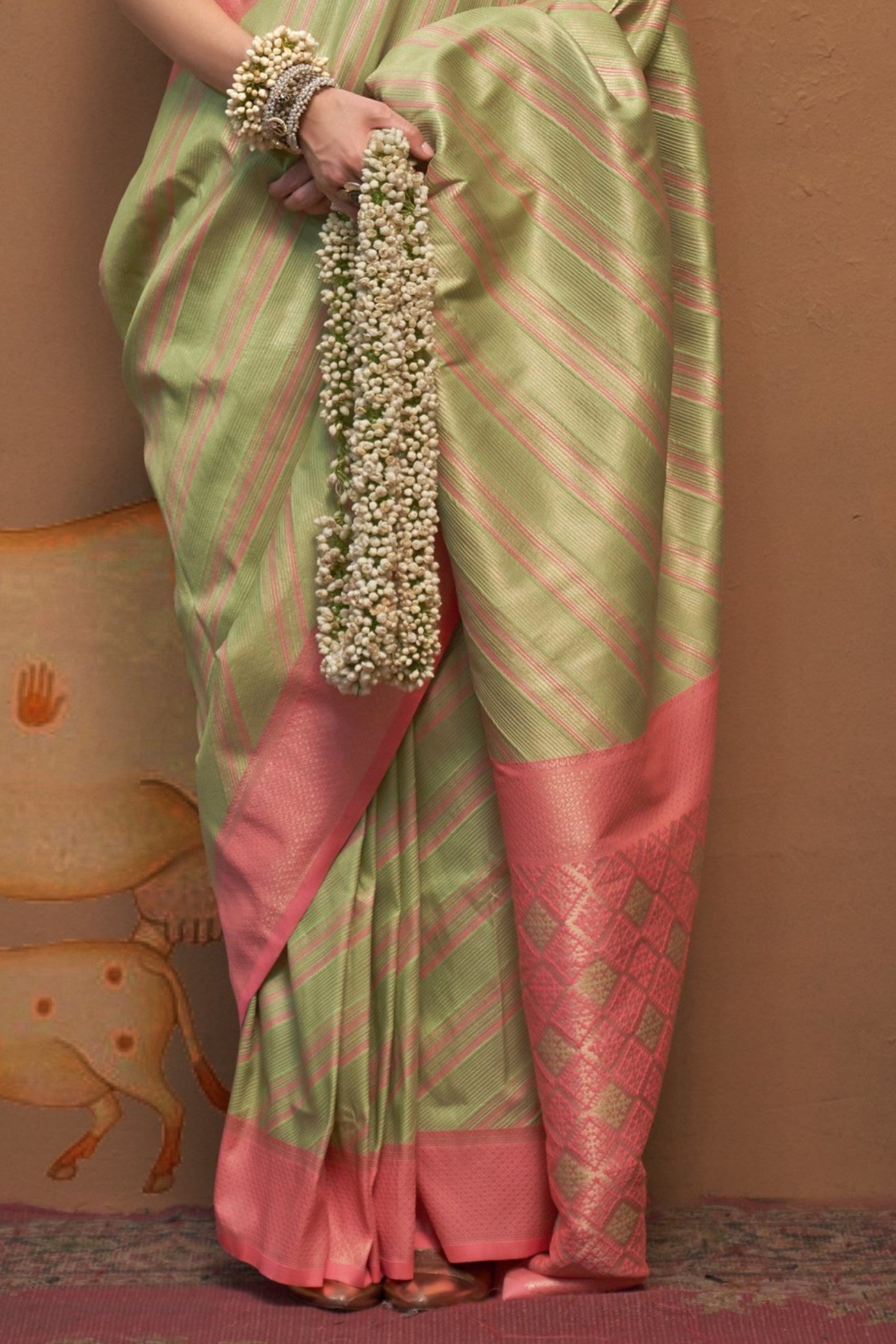 Buy MySilkLove Misty Moss Green Banarasi Handloom Saree Online