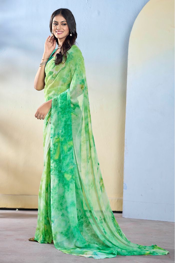 Buy MySilkLove Pista Green Ready To Wear Georgette Saree Online