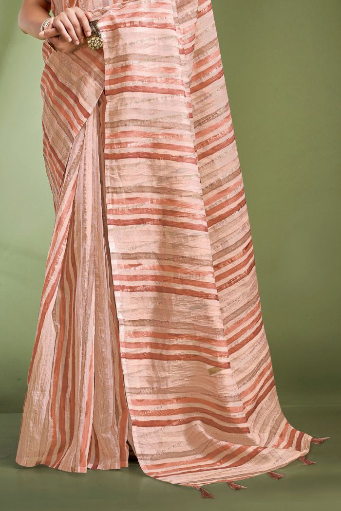 Buy MySilkLove Plum Peach Woven Tissue Saree Online