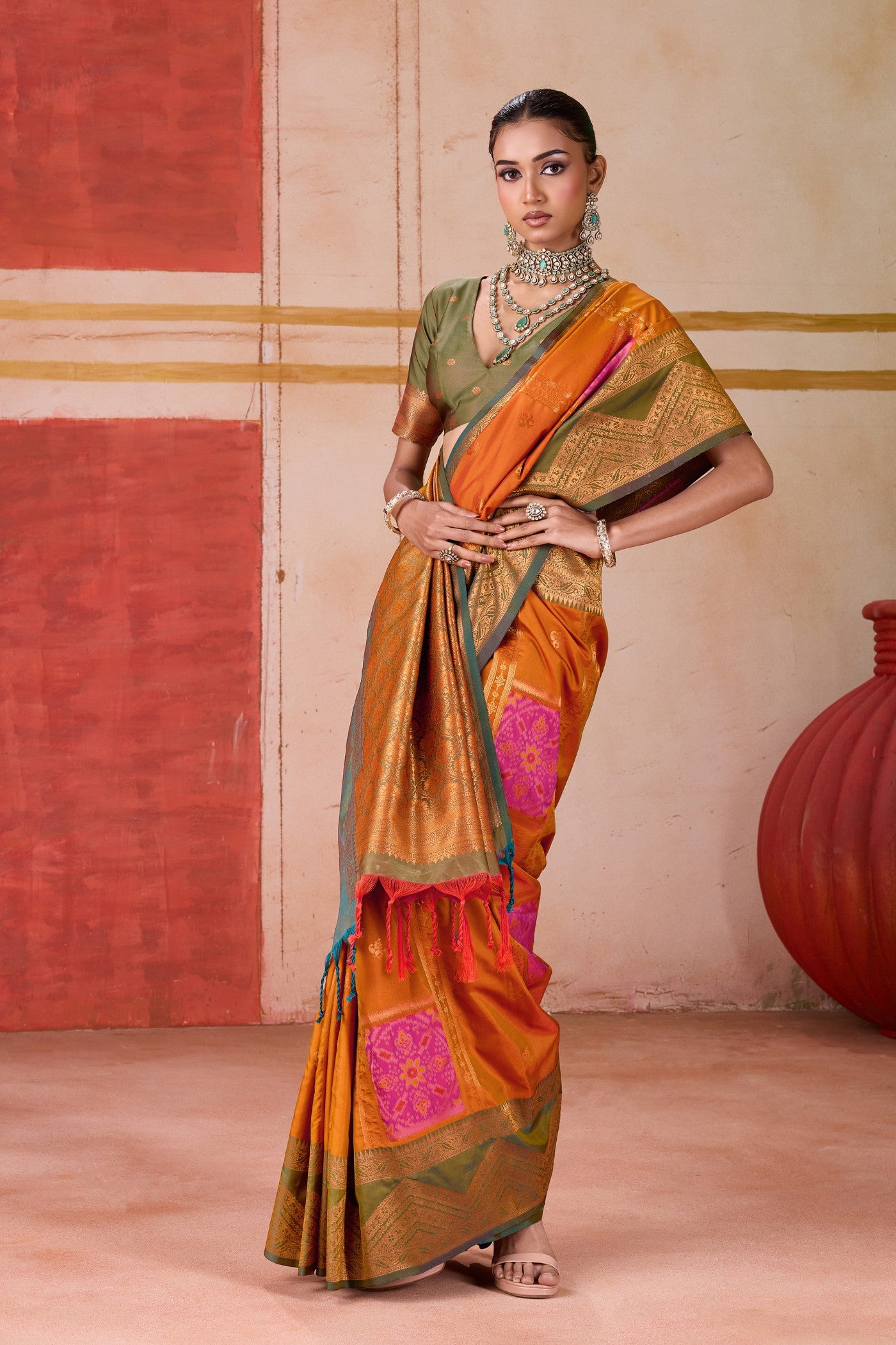 Buy MySilkLove Butterscotch Orange Banarasi Handloom Saree Online