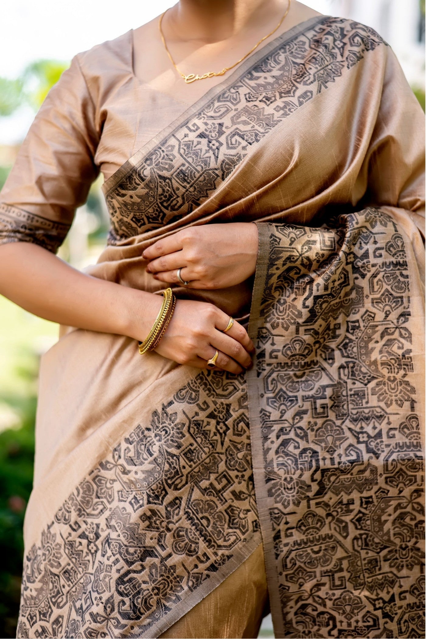 MySilkLove Buff Brown Banarasi Handloom Raw Silk Saree