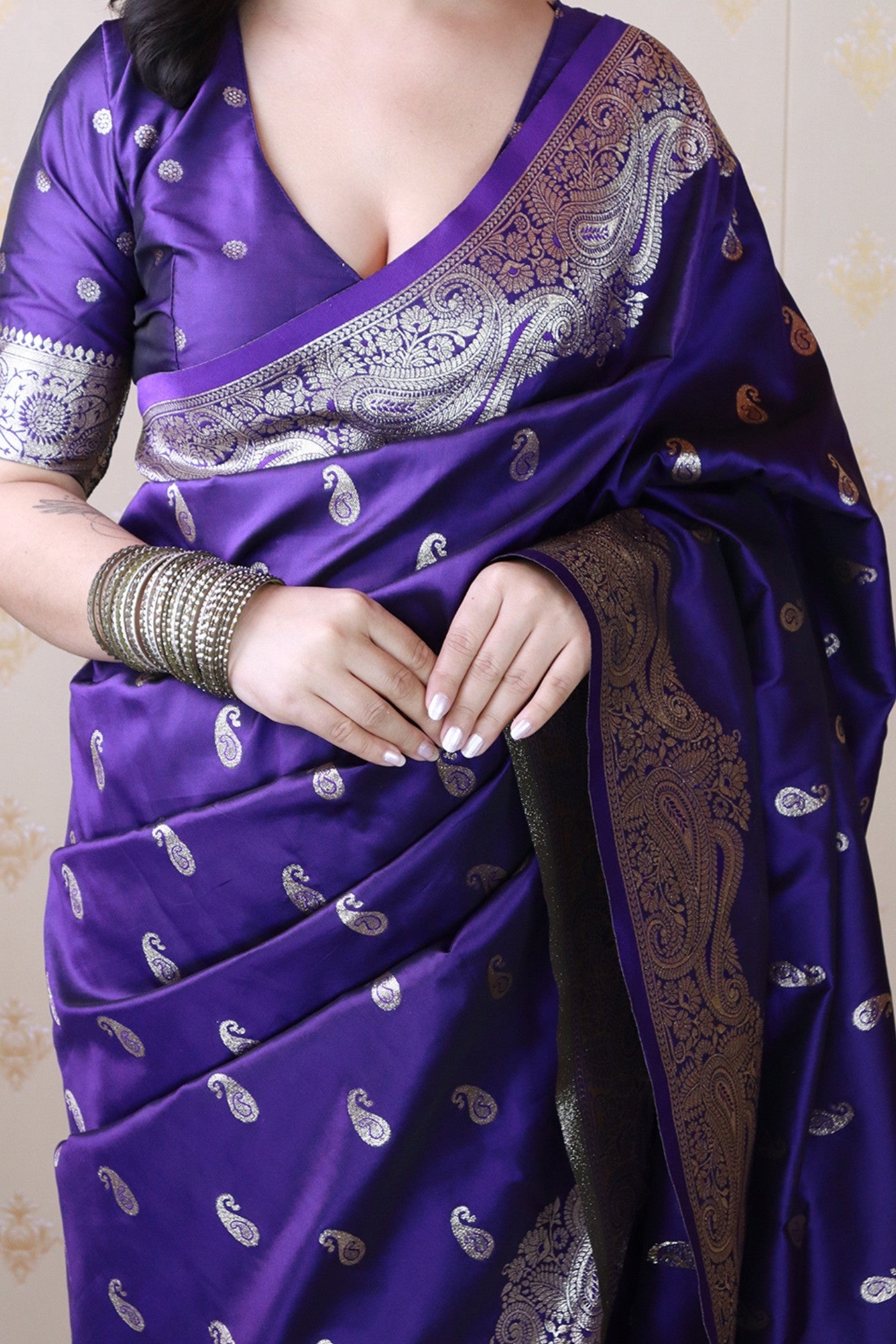 Buy MySilkLove Brinjal Purple Banarasi Handloom Saree Online