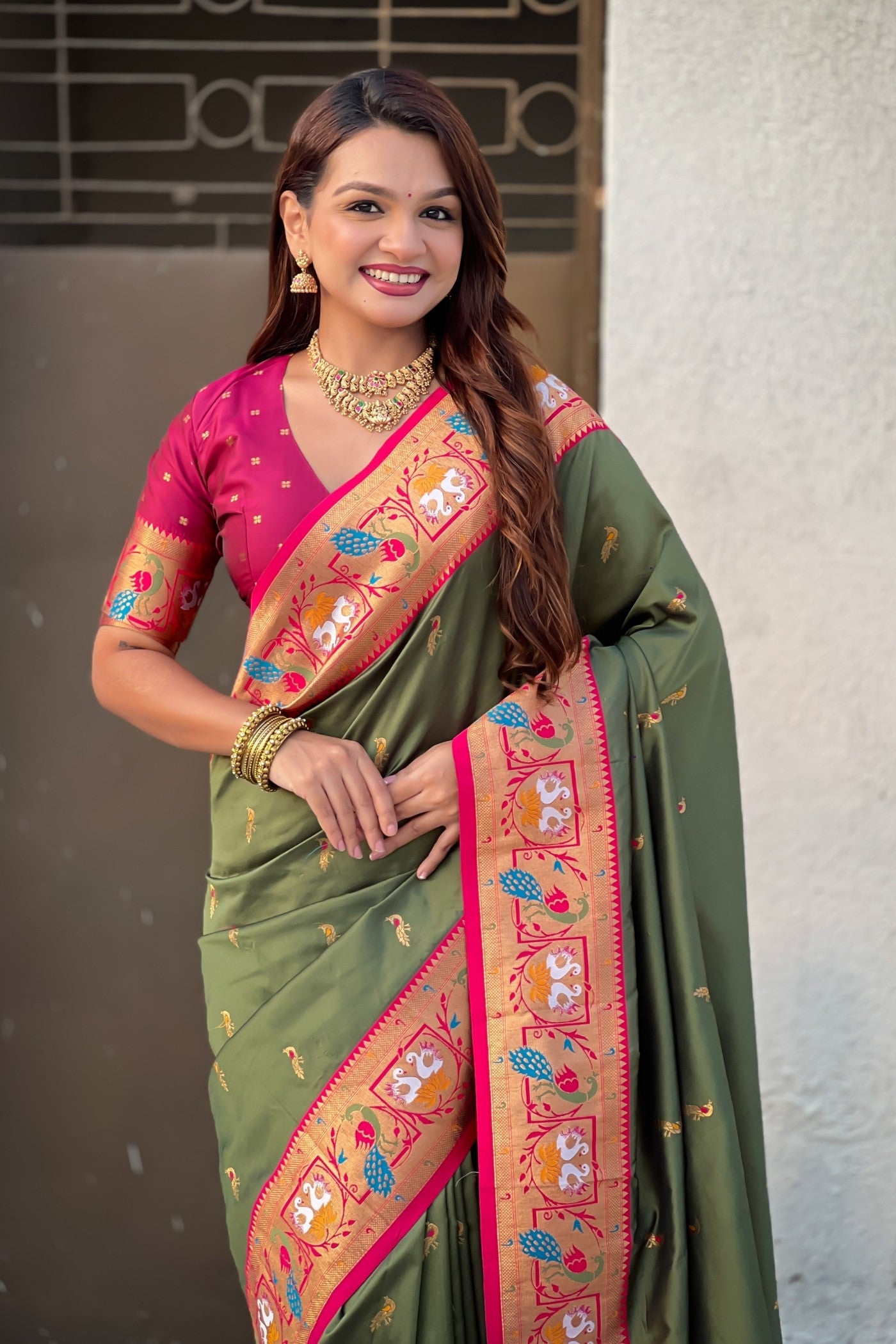 MySilkLove Heritage Green Zari Woven Paithani Saree