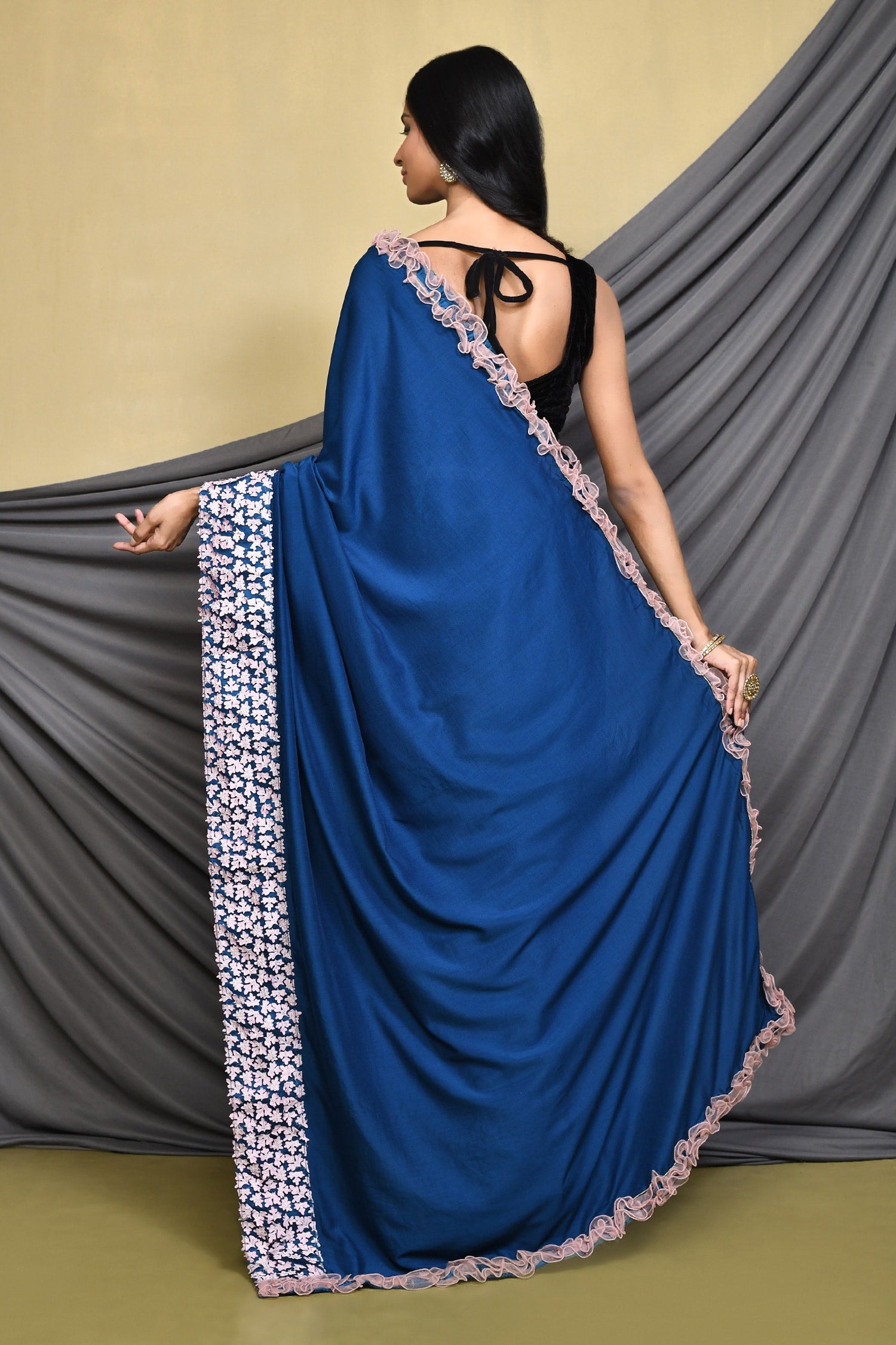 Buy MySilkLove Sapphire Blue Designer Georgette Saree Online