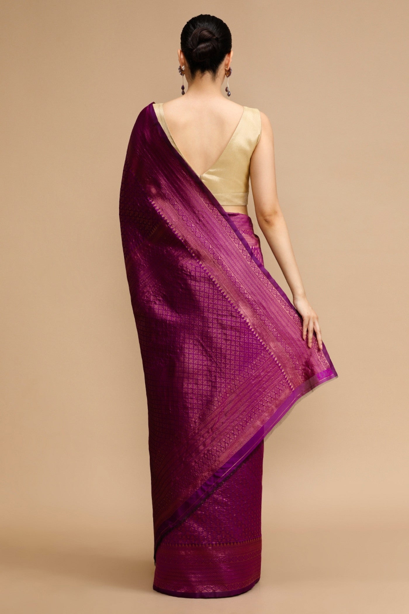 Buy MySilkLove Sangria Purple Woven Jacquard Lichi Silk Saree Online