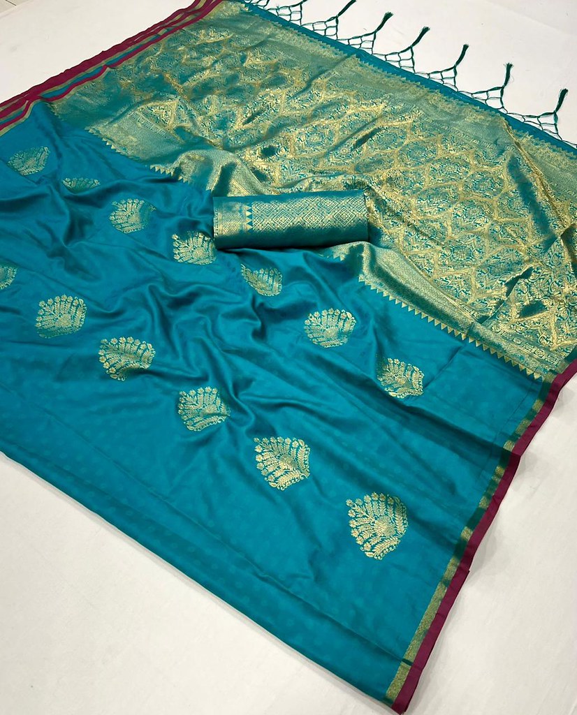 Buy MySilkLove Winter Blue Handloom Banarasi Saree Online