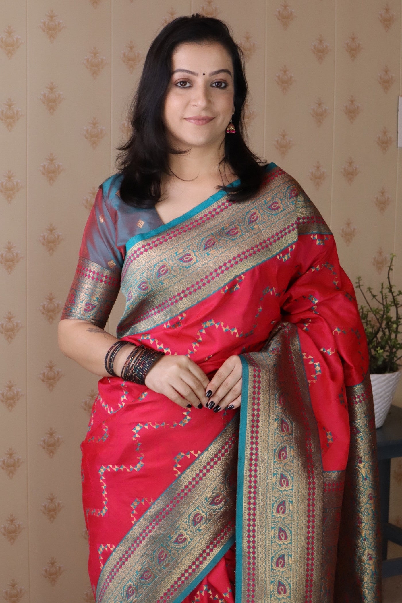 MySilkLove Crimson Red Banarasi Handloom Saree