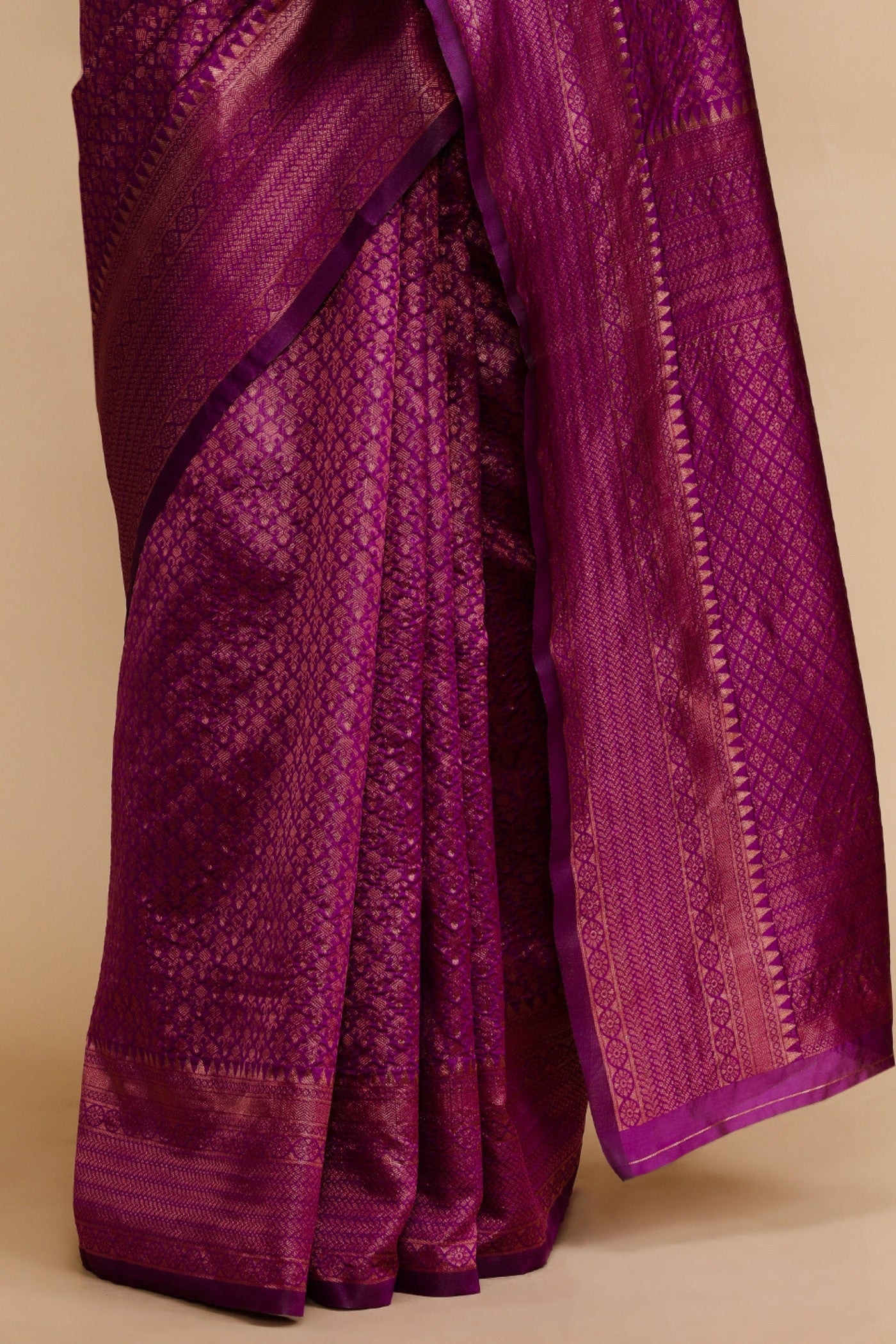 Buy MySilkLove Sangria Purple Woven Jacquard Lichi Silk Saree Online