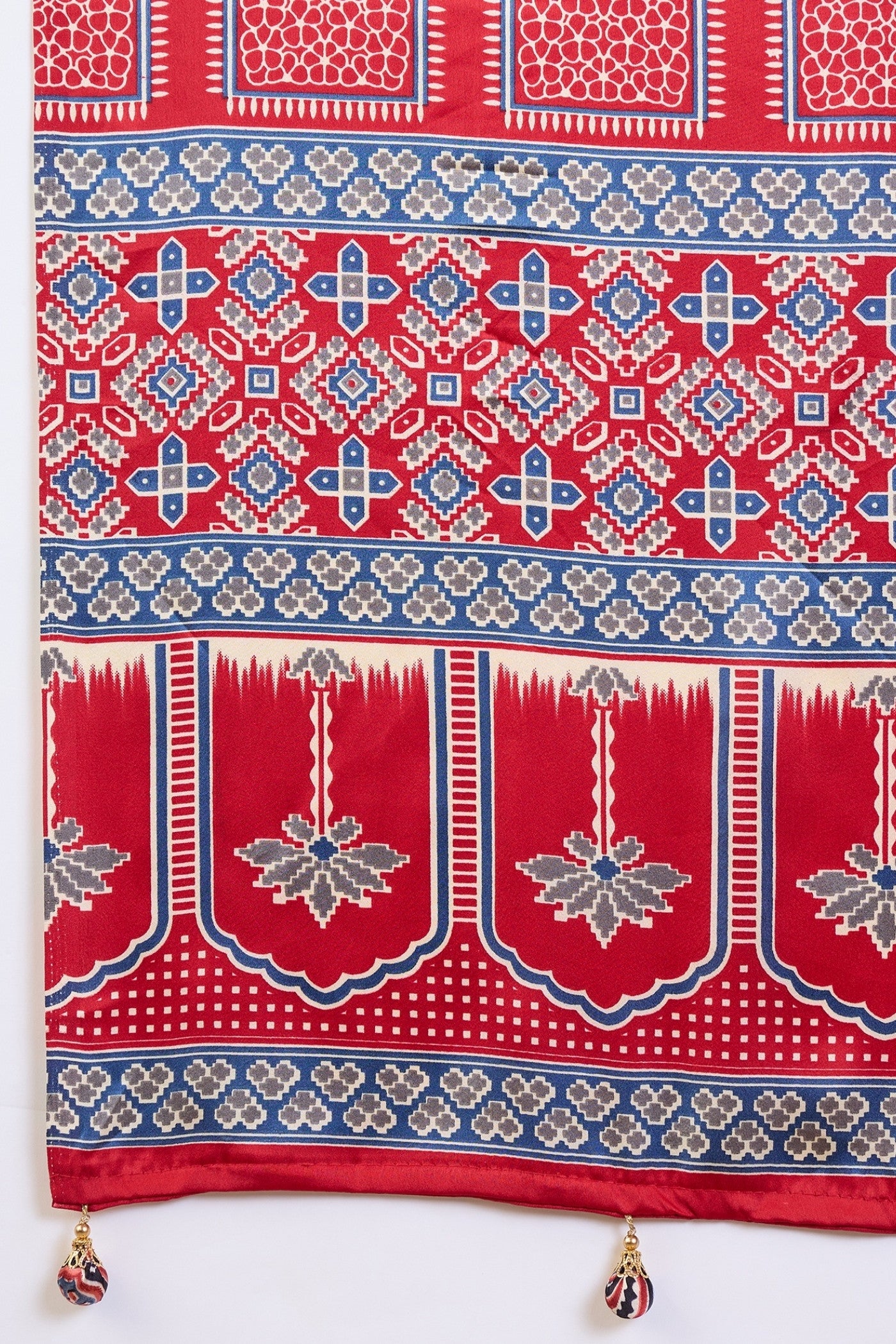 Buy MySilkLove Obsidian Black Ajrakh Printed Satin Crepe Silk Saree Online