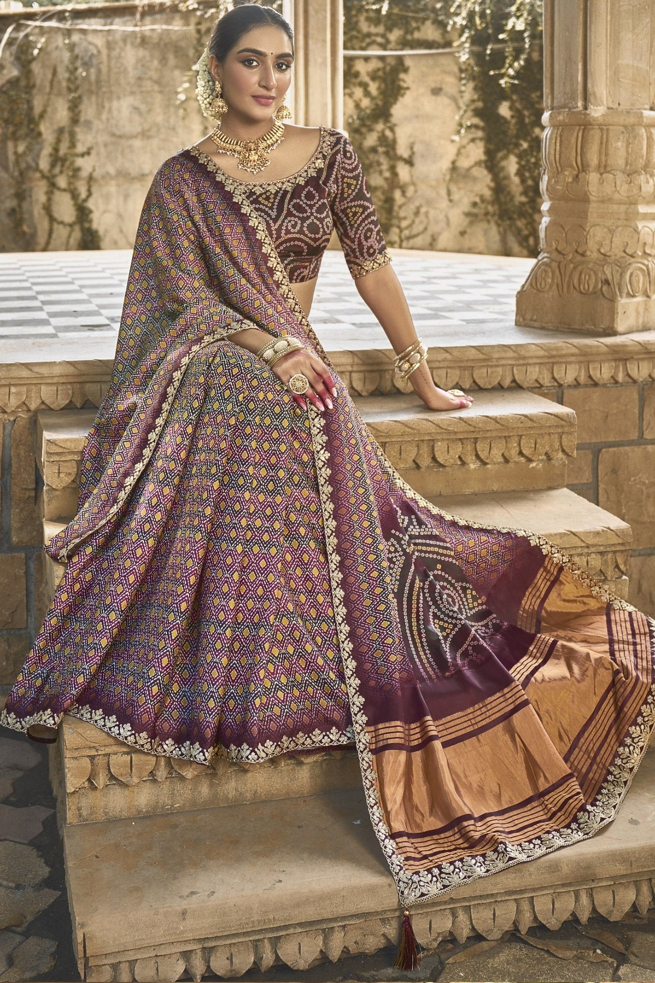 Buy MySilkLove Old Rose Purple Banarasi Designer Saree Online