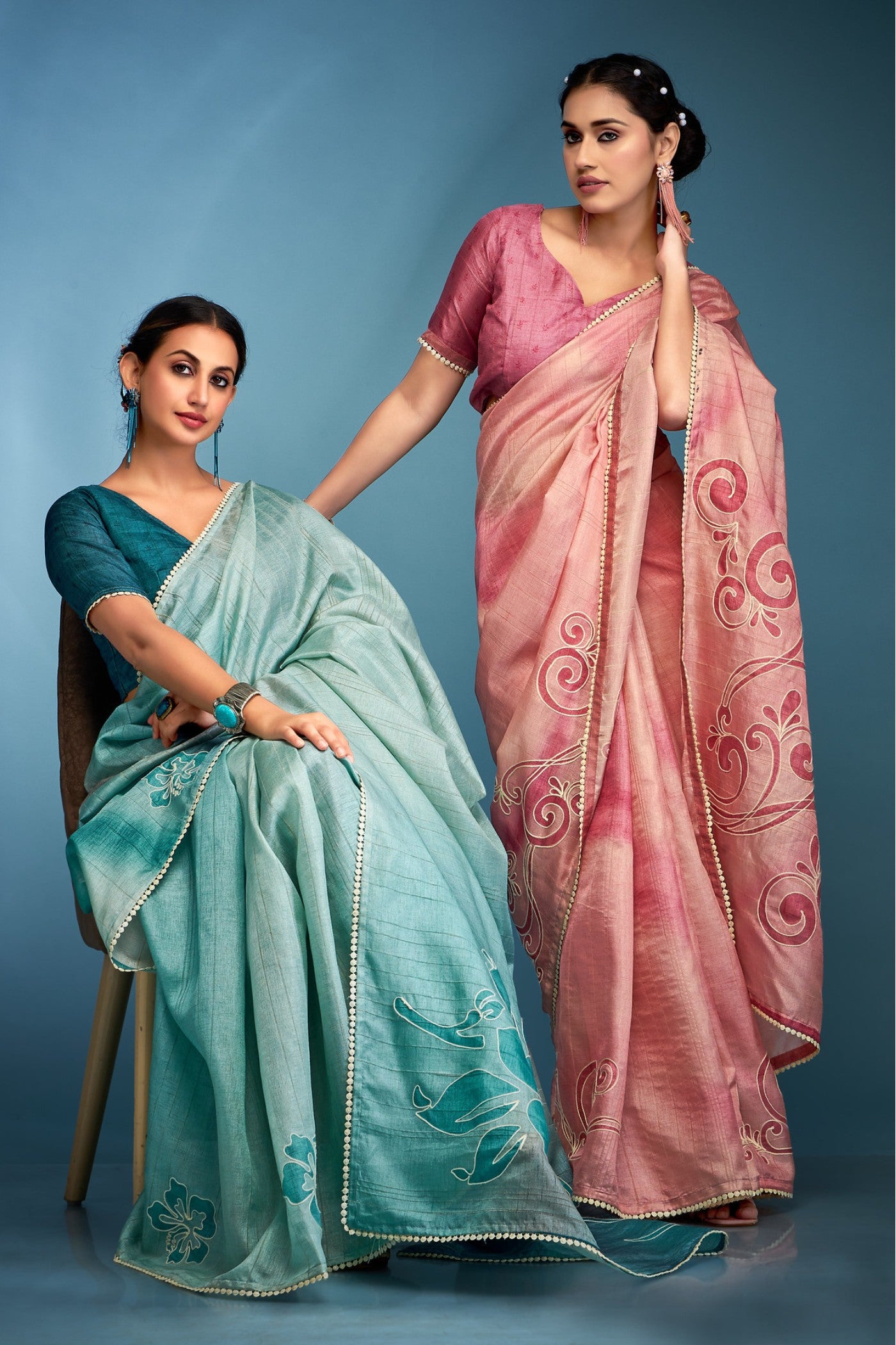 Buy MySilkLove Blue Flax Designer Tussar Silk Saree Online