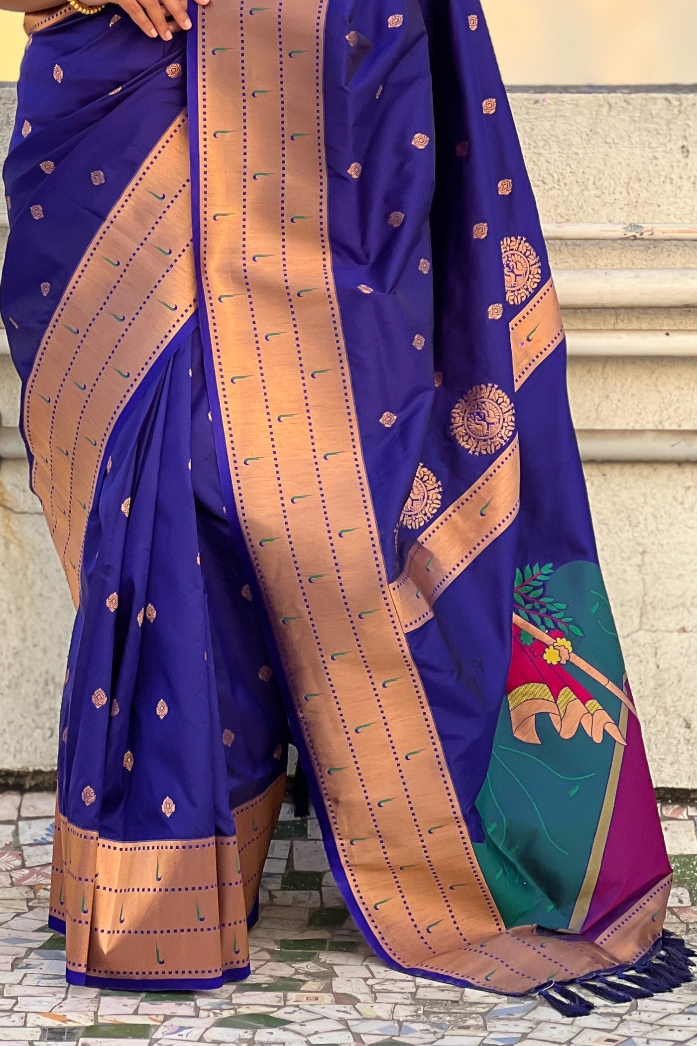 Buy MySilkLove Royal Blue Woven Paithani Saree Online