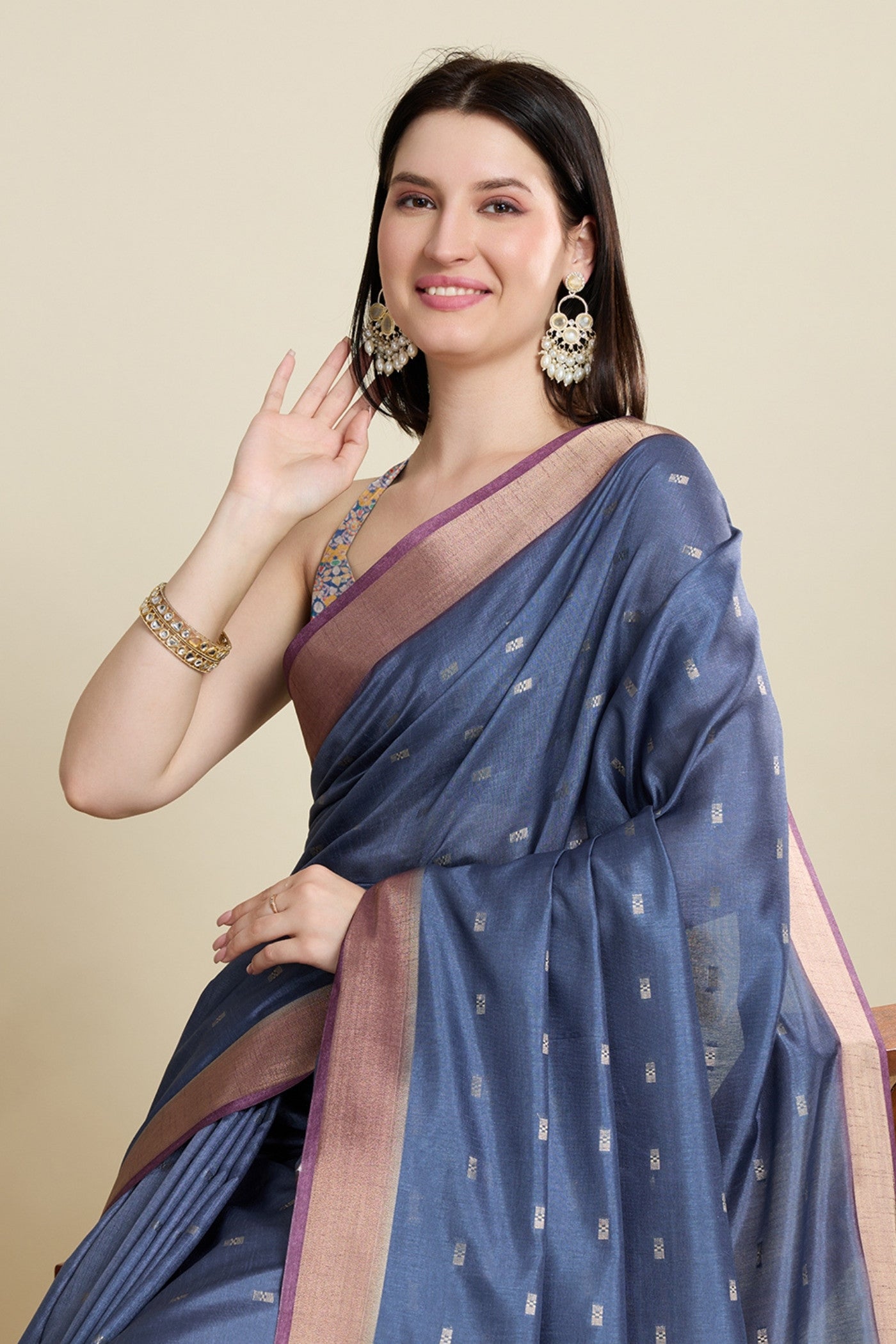 Buy MySilkLove Cutty Sark Blue Woven Cotton Saree Online