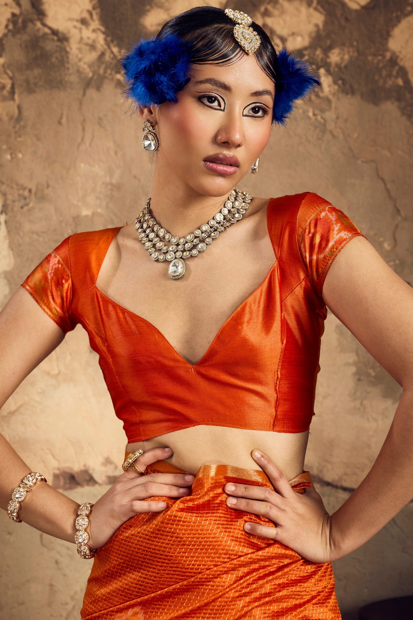 Buy MySilkLove Carrot Orange Tussar Paithani Fusion Handloom Saree Online