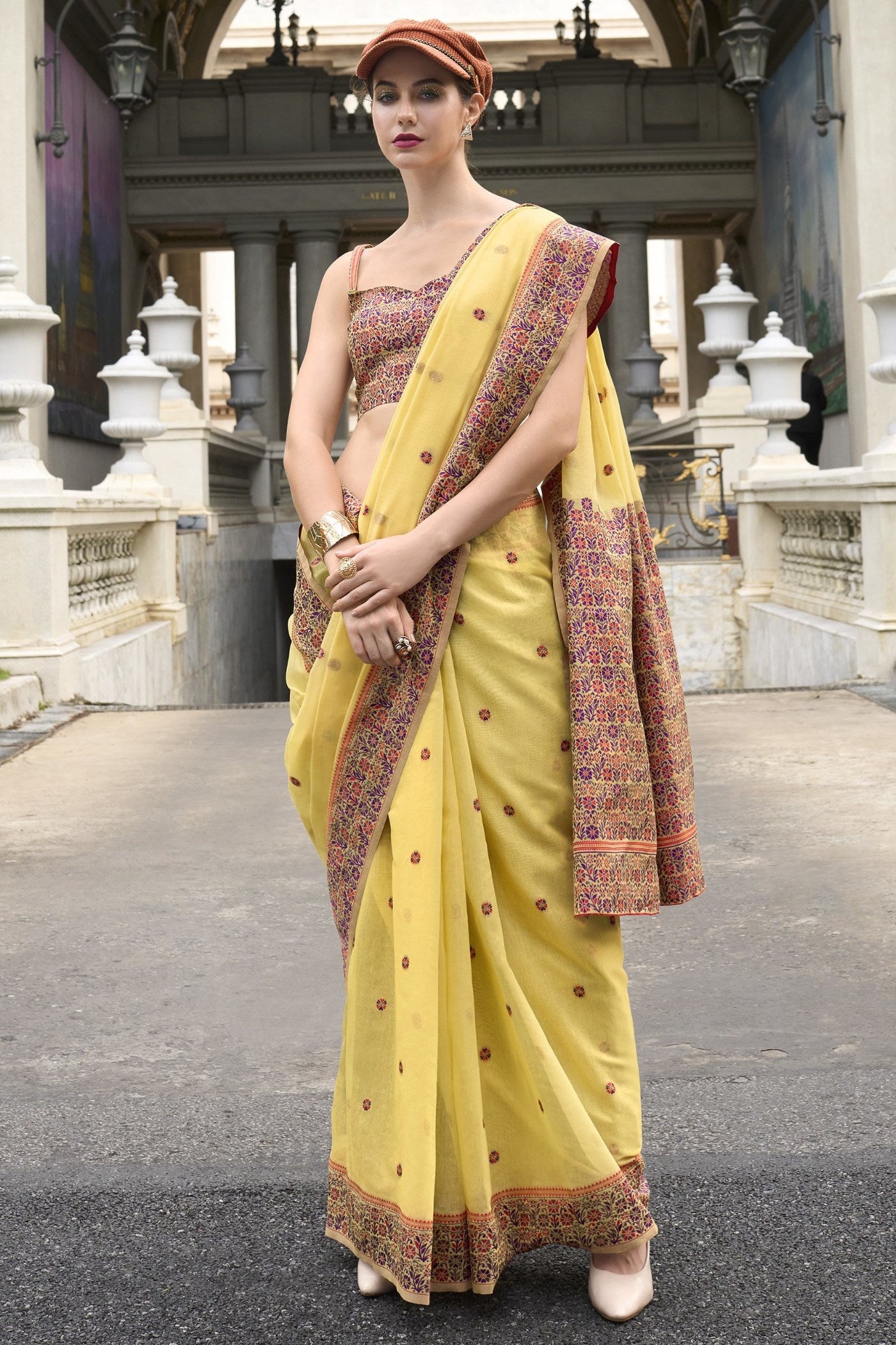 Buy MySilkLove Apache Yellow Handloom Linen Cotton Saree Online