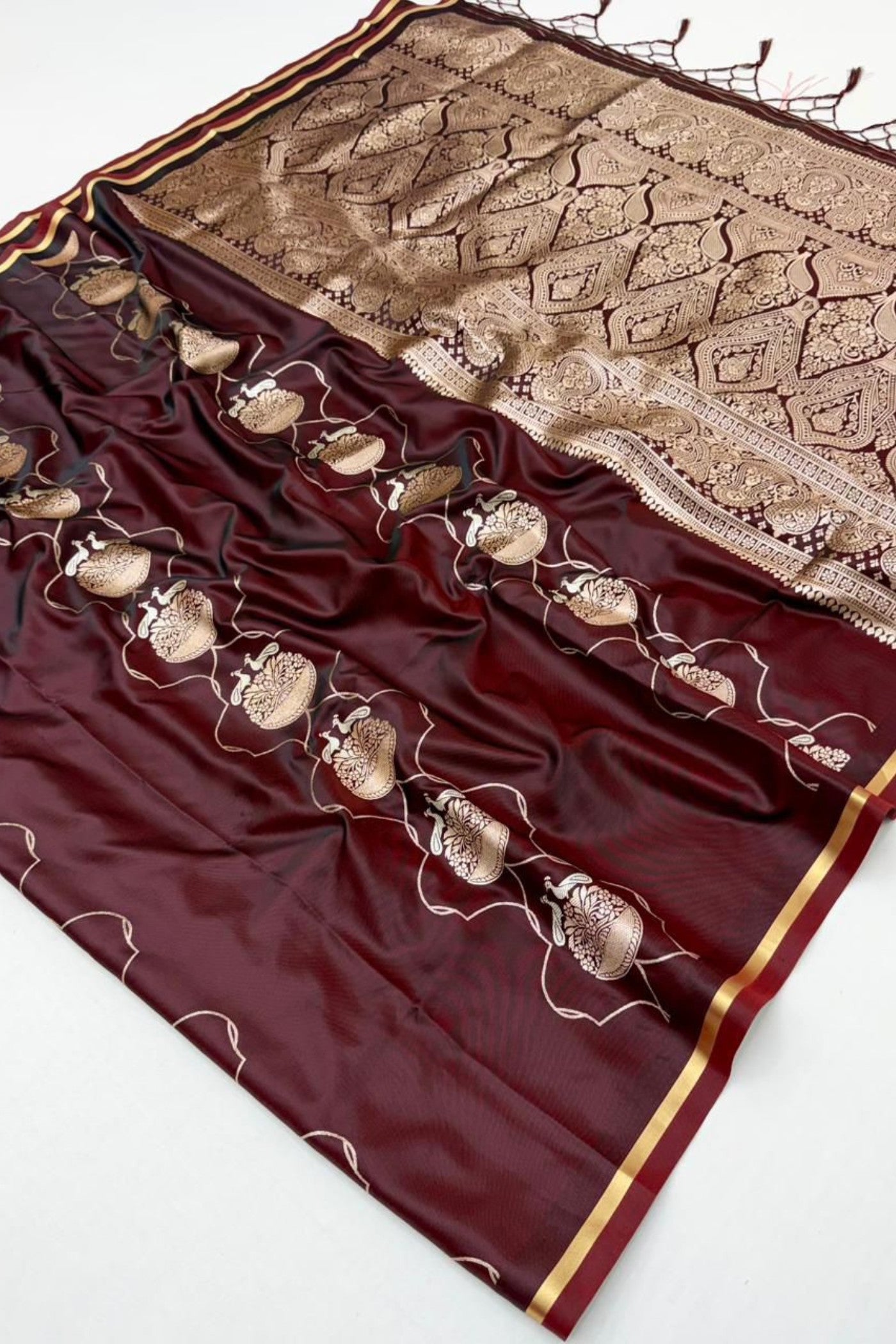 Buy MySilkLove Royal Blue Handloom Satin Silk Saree Online