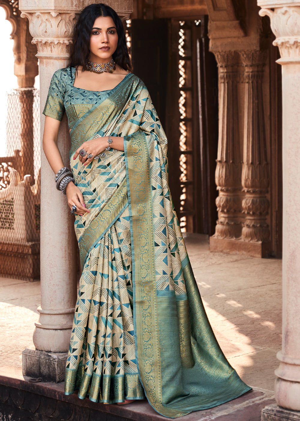 Buy MySilkLove Cutty Sark Blue Handloom Banarasi Silk Saree Online