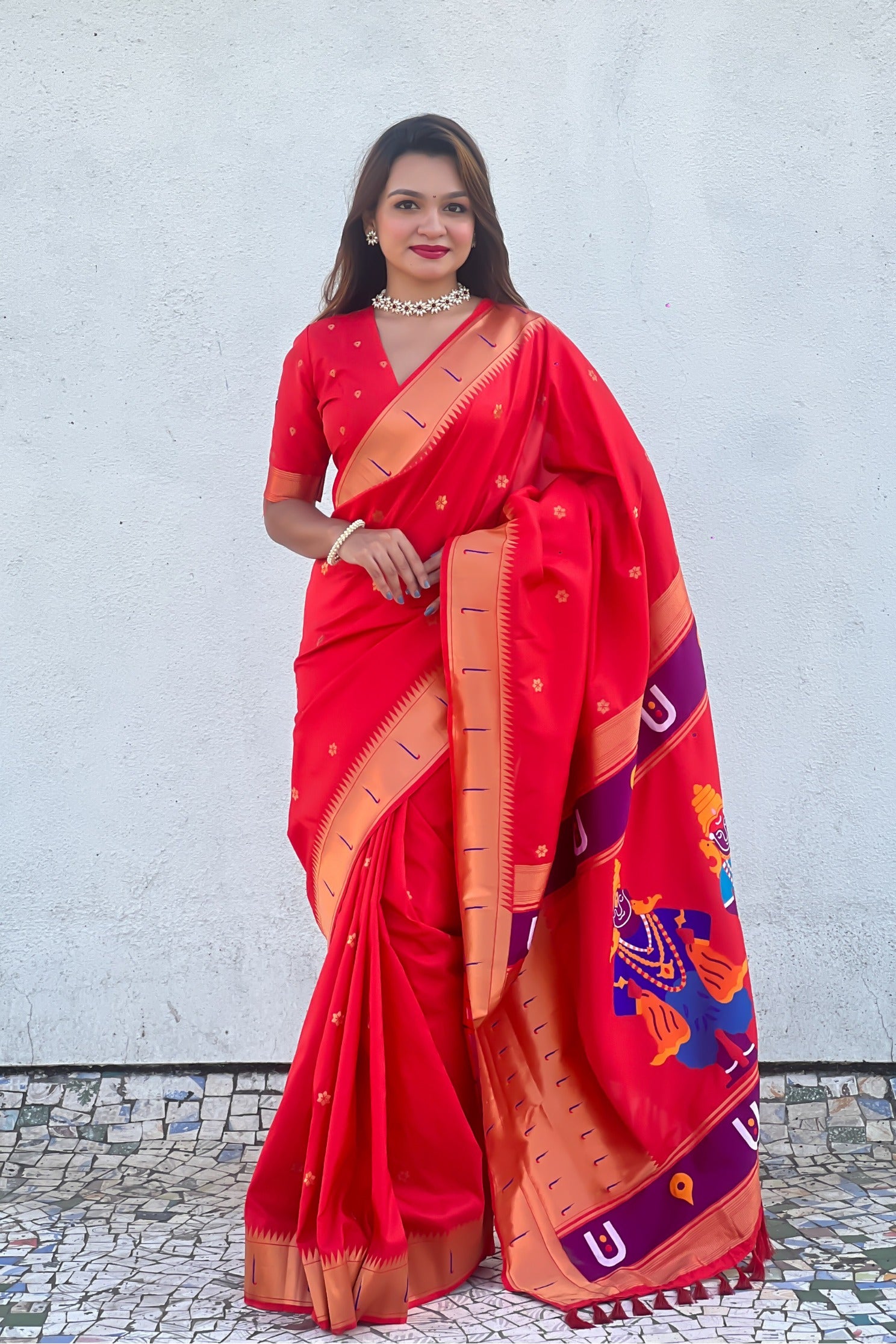 Buy MySilkLove Rose Red Woven Paithani Saree Online