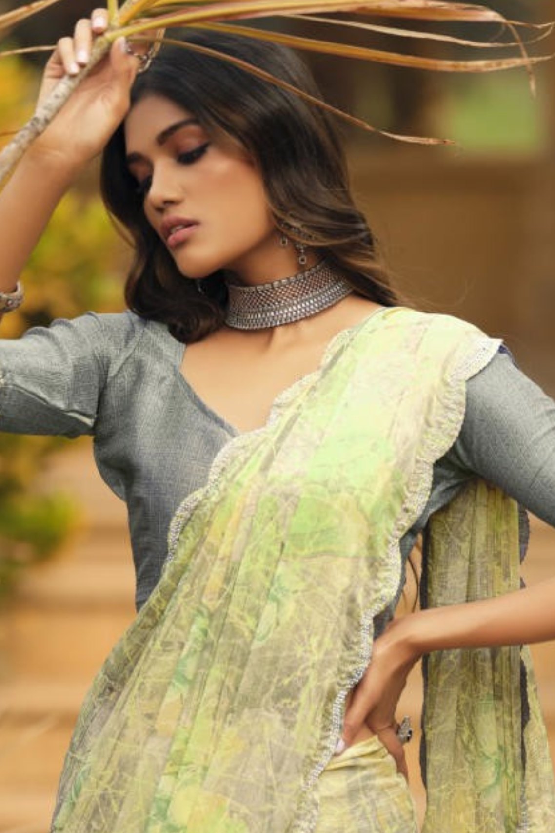 Buy MySilkLove Pavlova Green Barasso Printed Saree Online