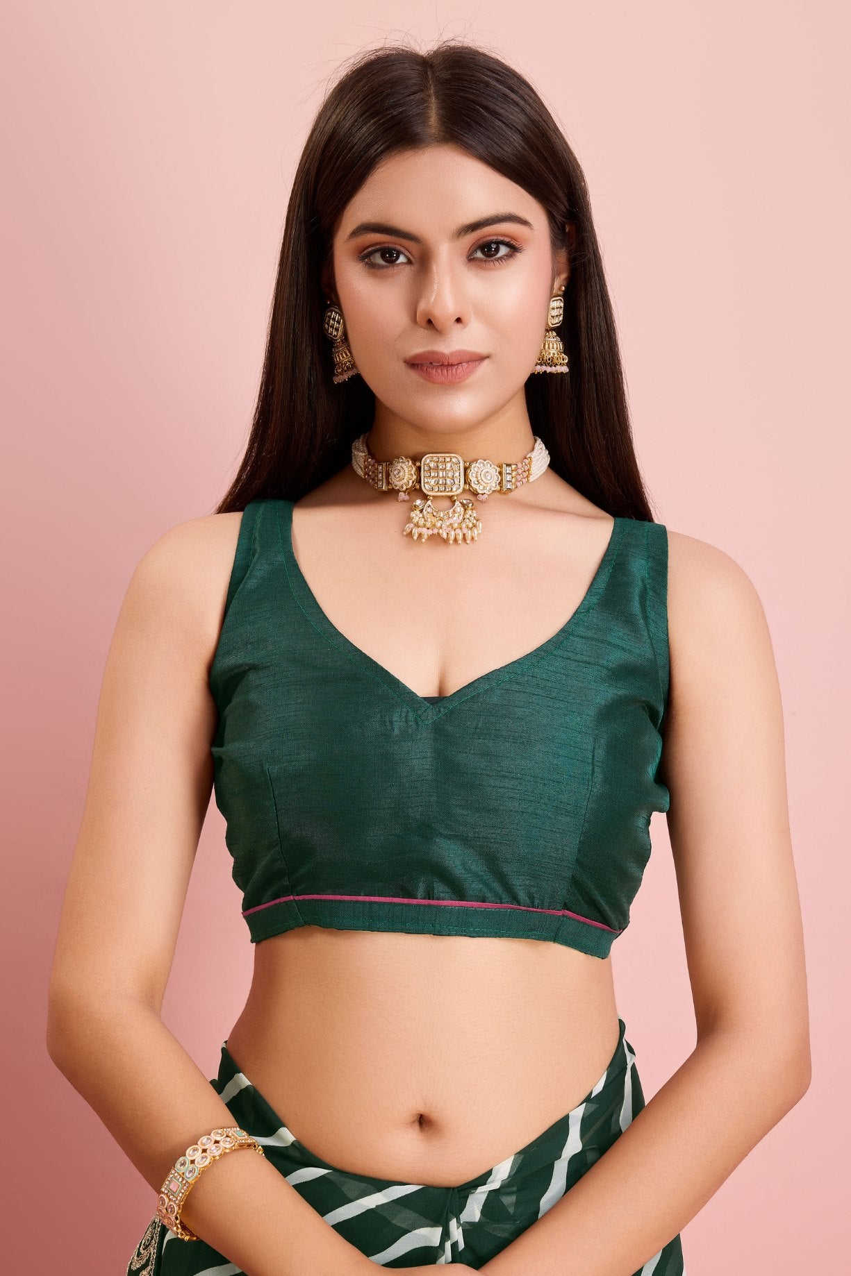 Buy MySilkLove Cape Cod Green Georgette Lehriya Silk saree Online