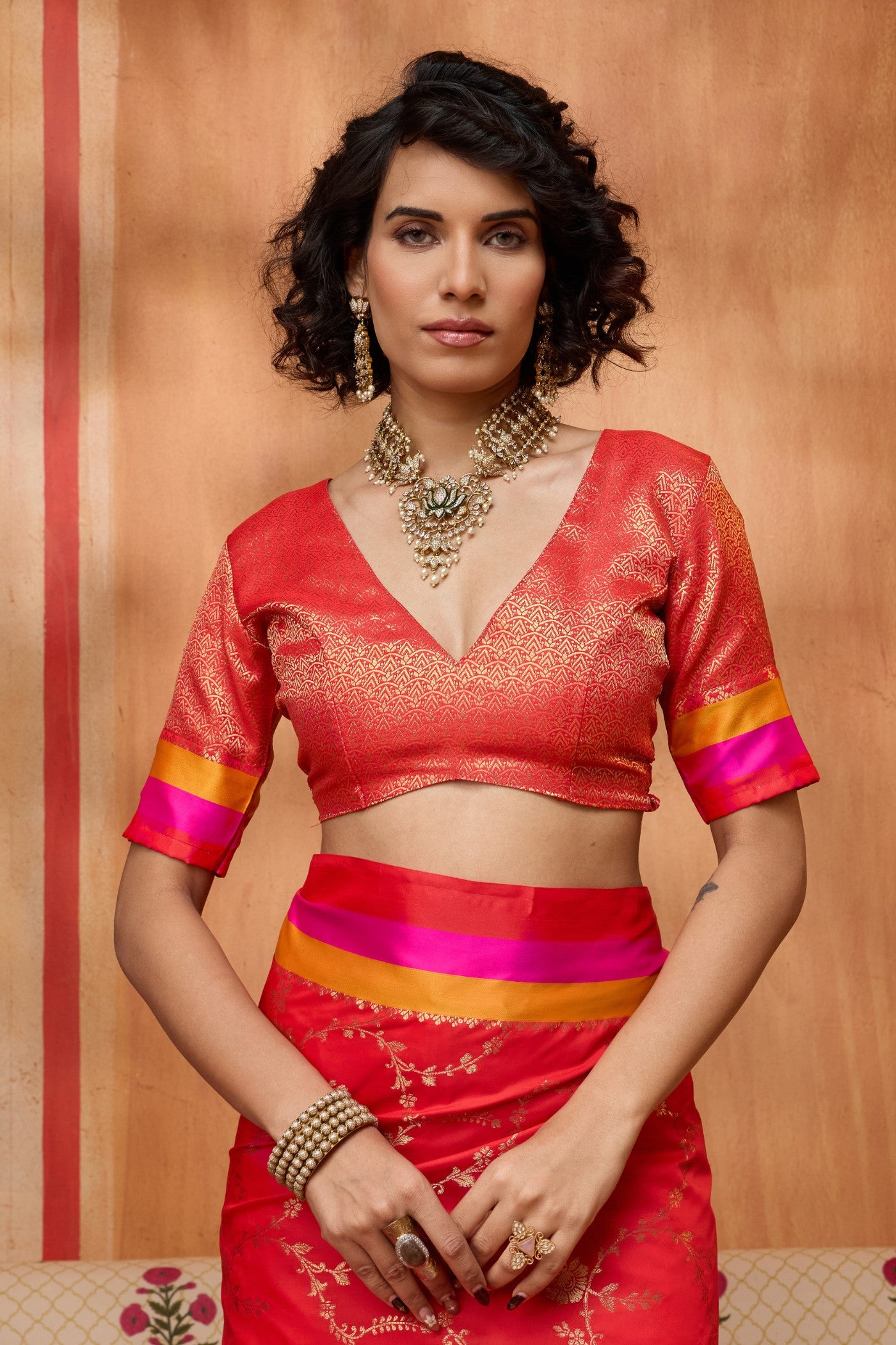 Buy MySilkLove Garnet Red Handloom Satin Soft Silk Saree Online