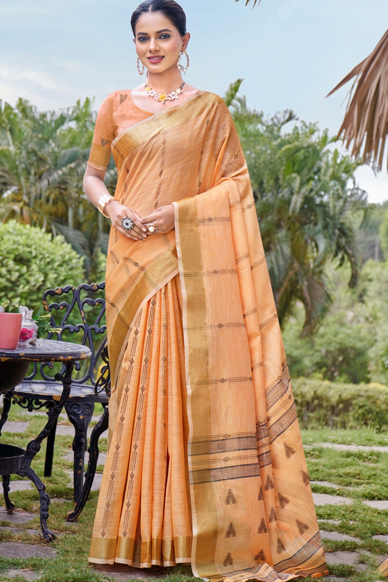 Buy MySilkLove Tangerine Orange Cotton Silk Saree Online