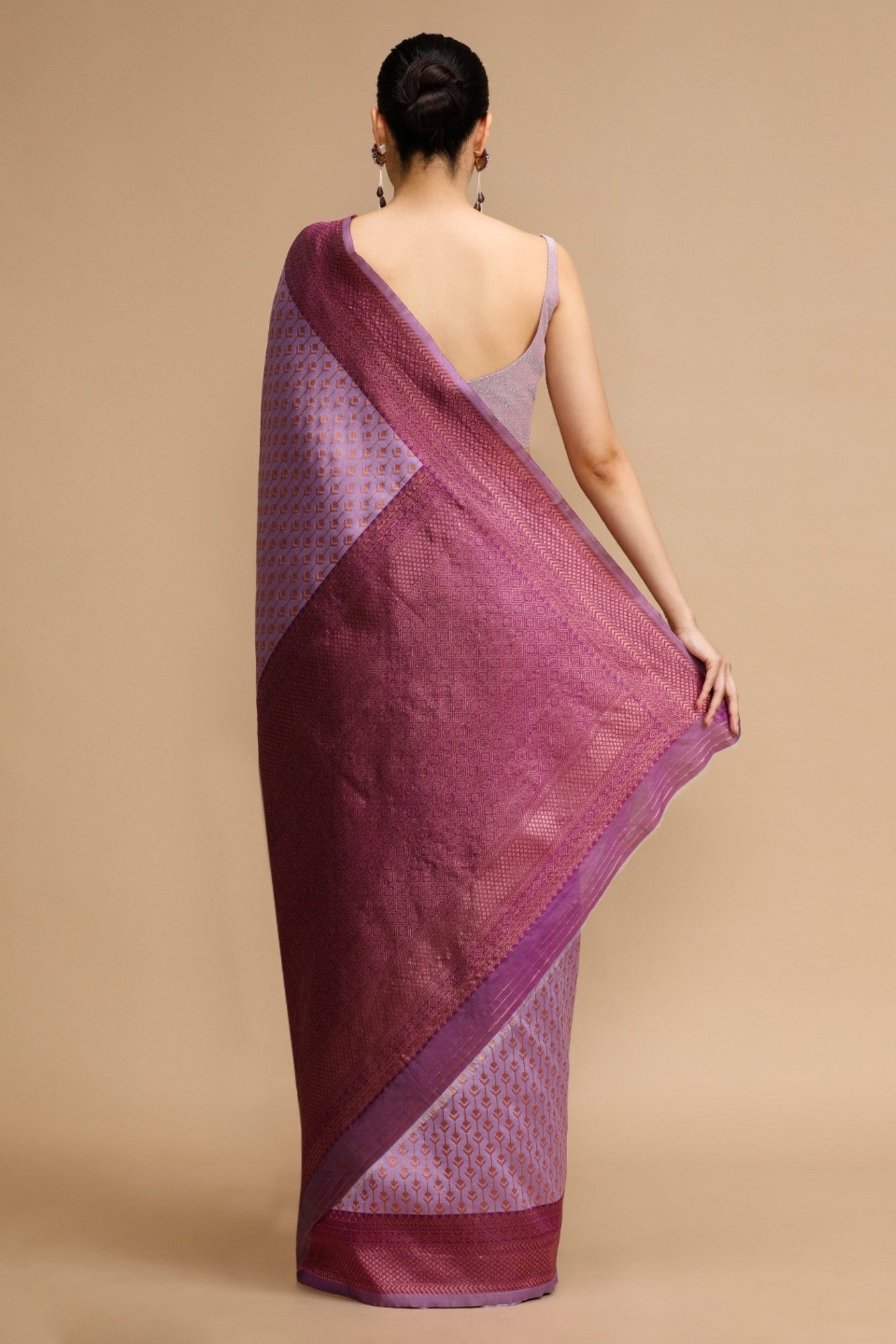 Buy MySilkLove Tyrian Purple Woven Jacquard Lichi Silk Saree Online